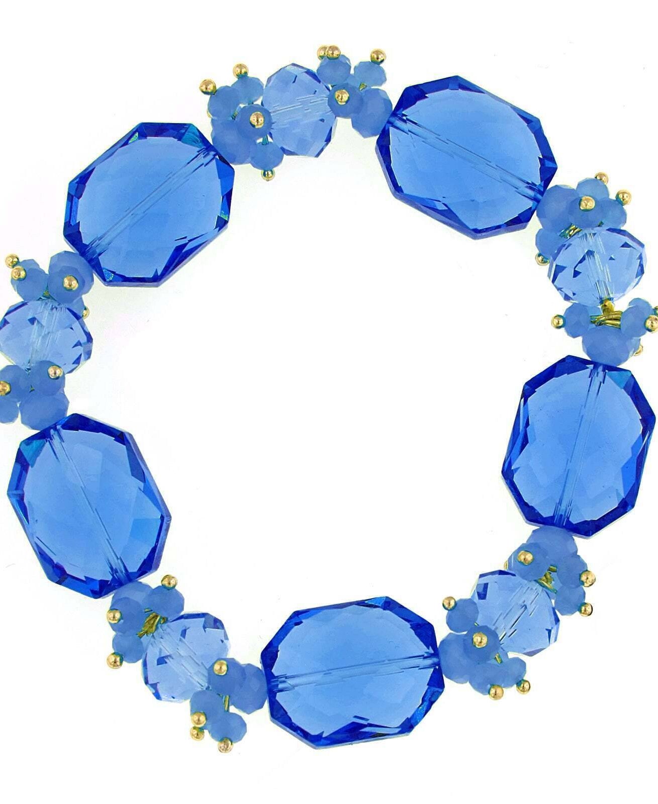 2028 Jewelry Bright Blue Beaded Stretch Bracelet