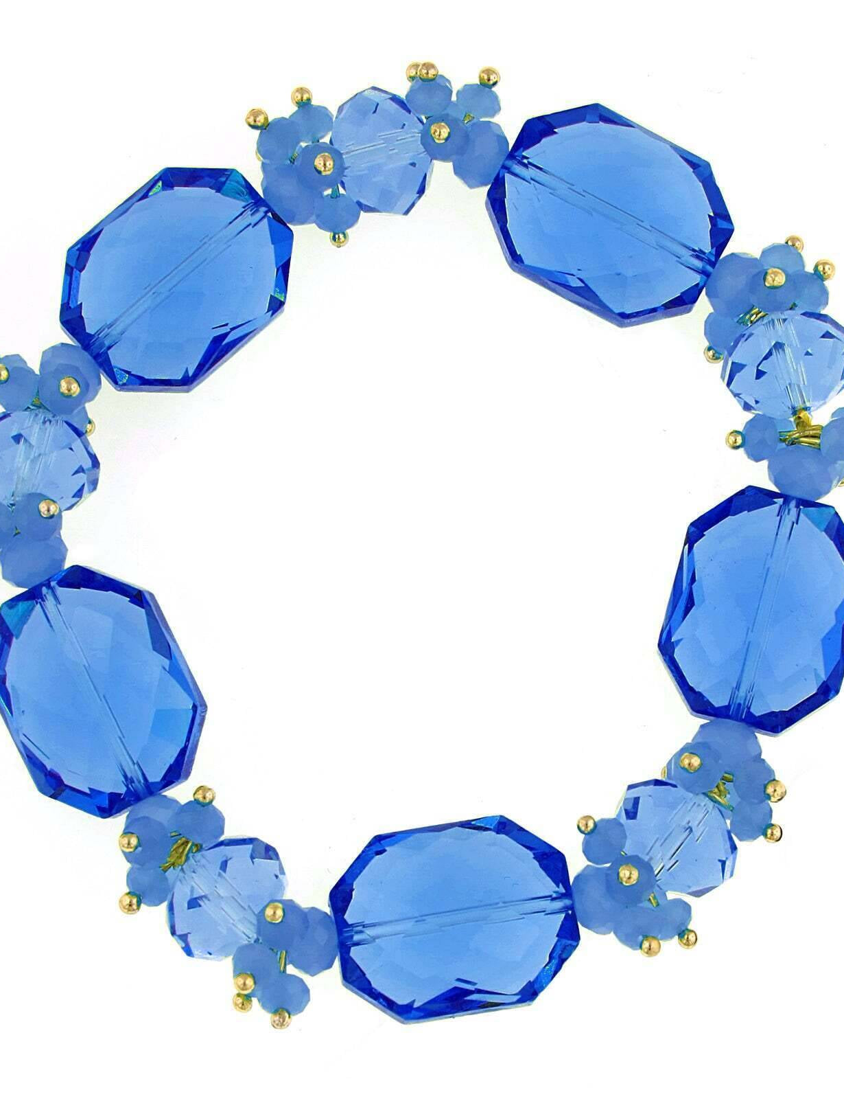 2028 Jewelry Bright Blue Beaded Stretch Bracelet