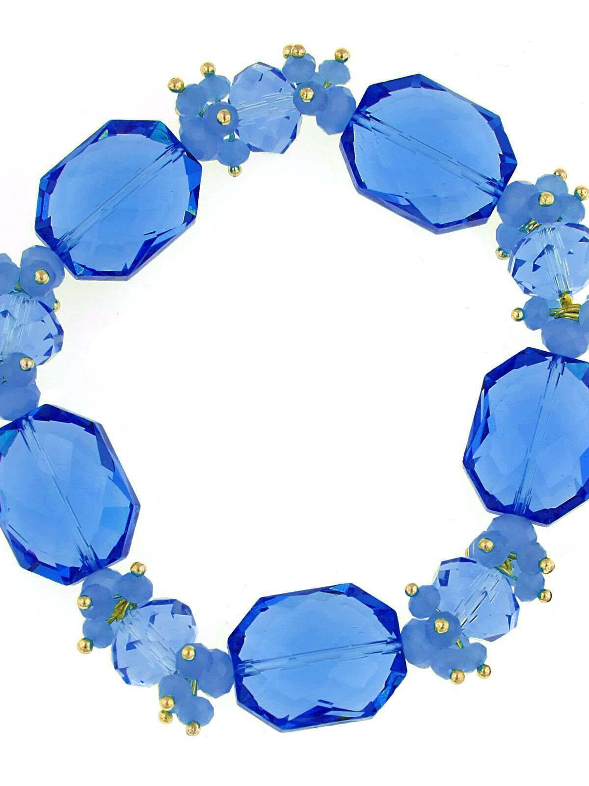 2028 Jewelry Bright Blue Beaded Stretch Bracelet