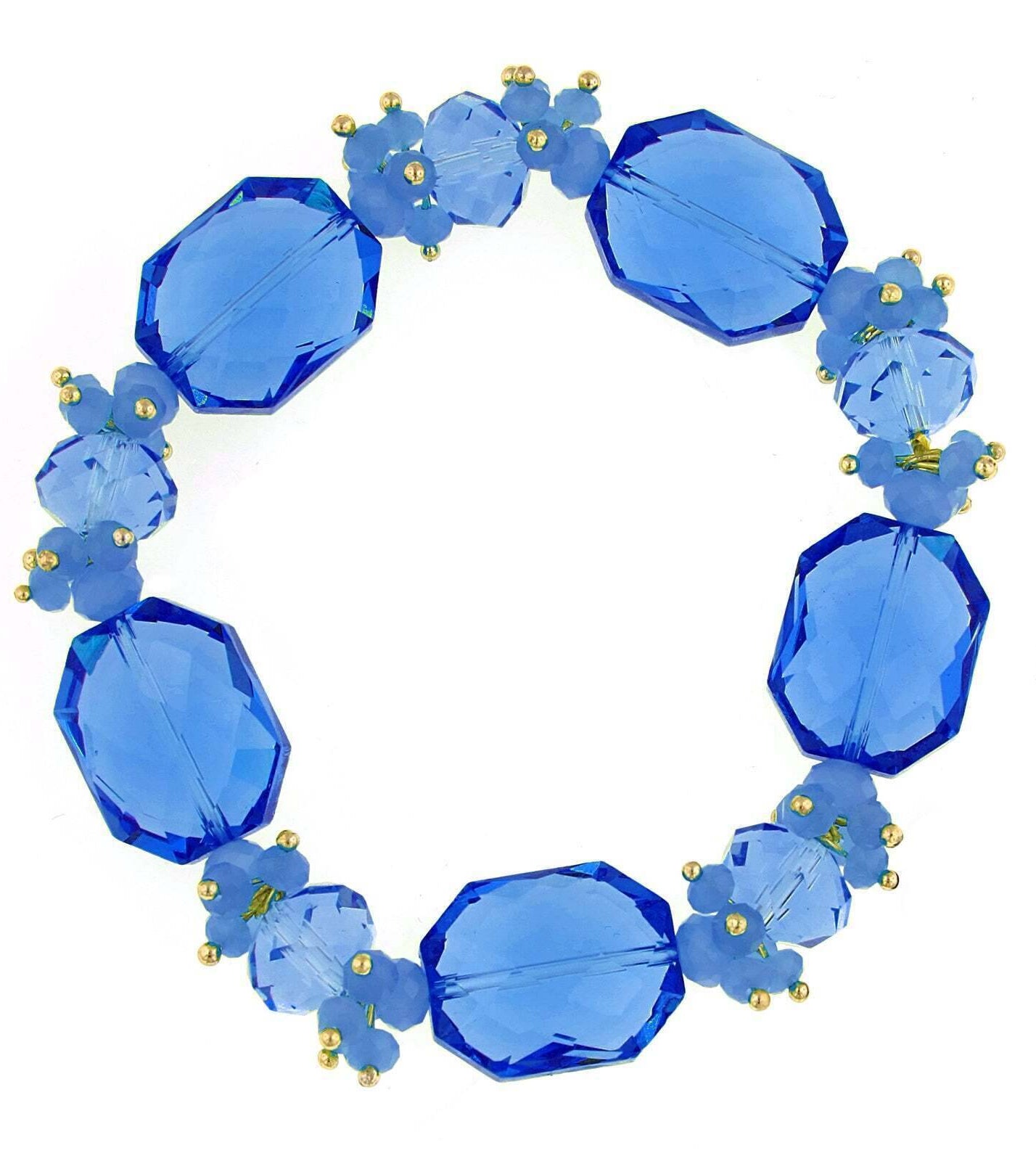 2028 Jewelry Bright Blue Beaded Stretch Bracelet