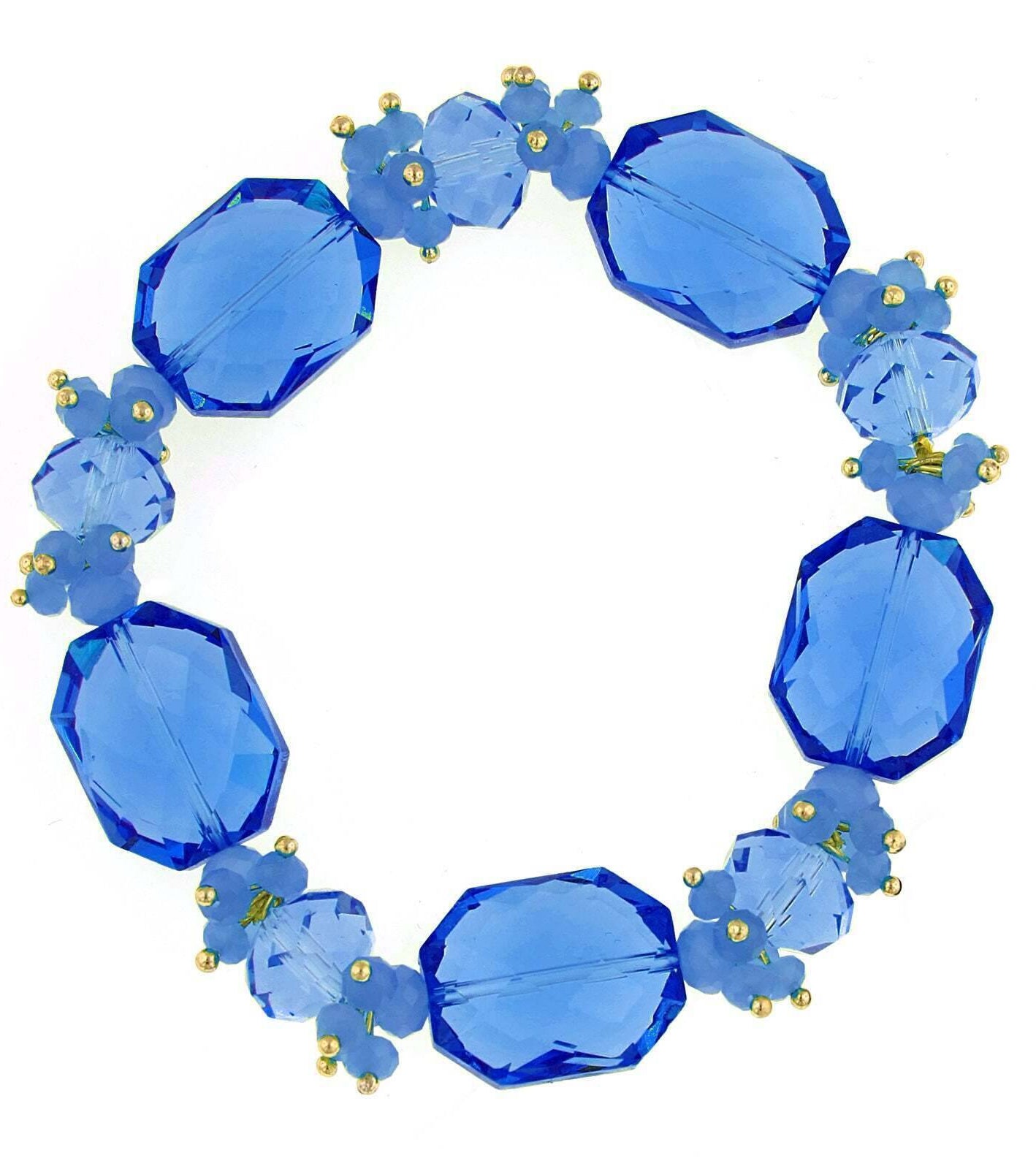 2028 Jewelry Bright Blue Beaded Stretch Bracelet