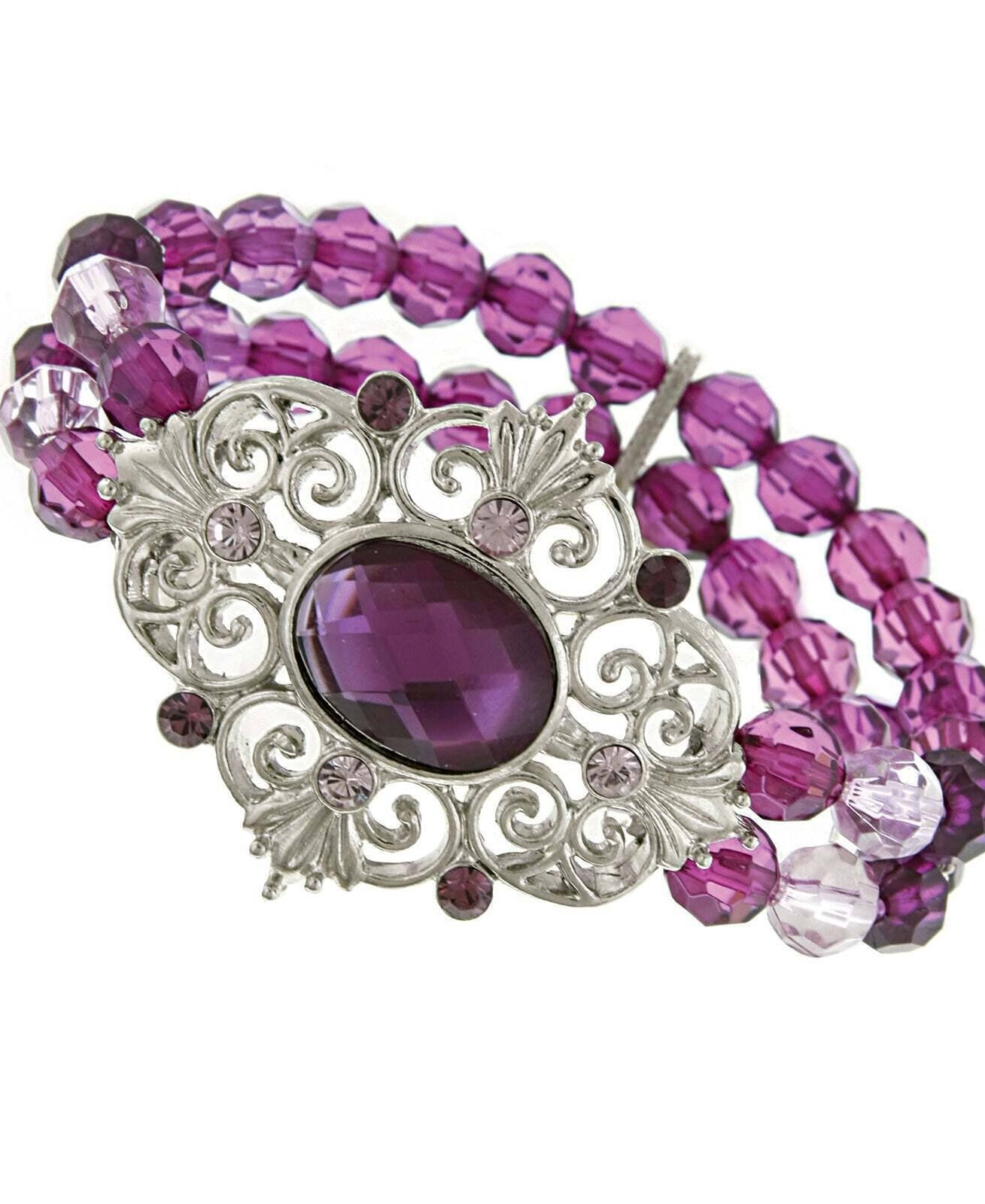 1928 Jewelry Amethyst Stretch Bracelet