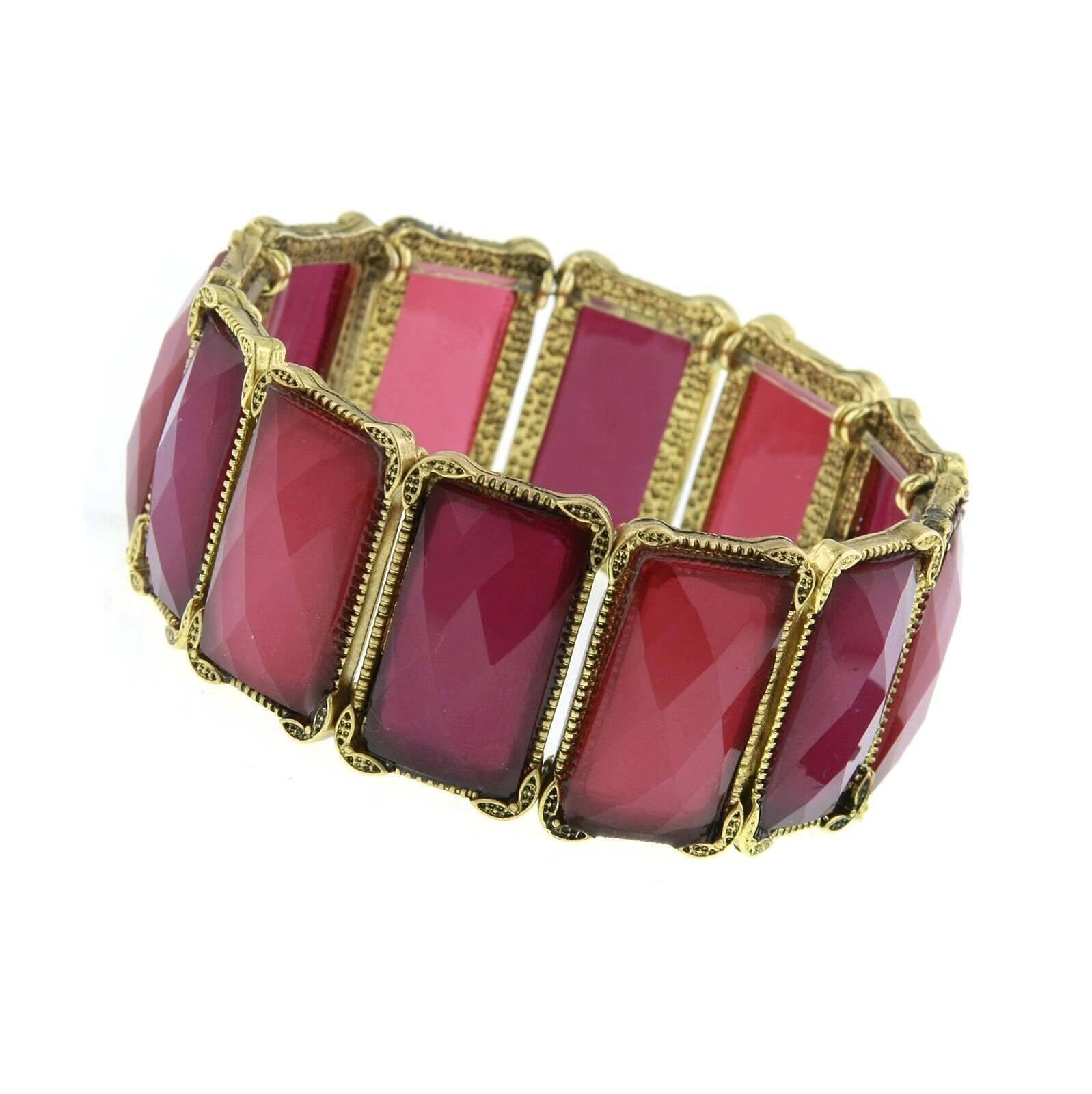 2028 Jewelry Dynasty Rectangular Stone Stretch Bracelet