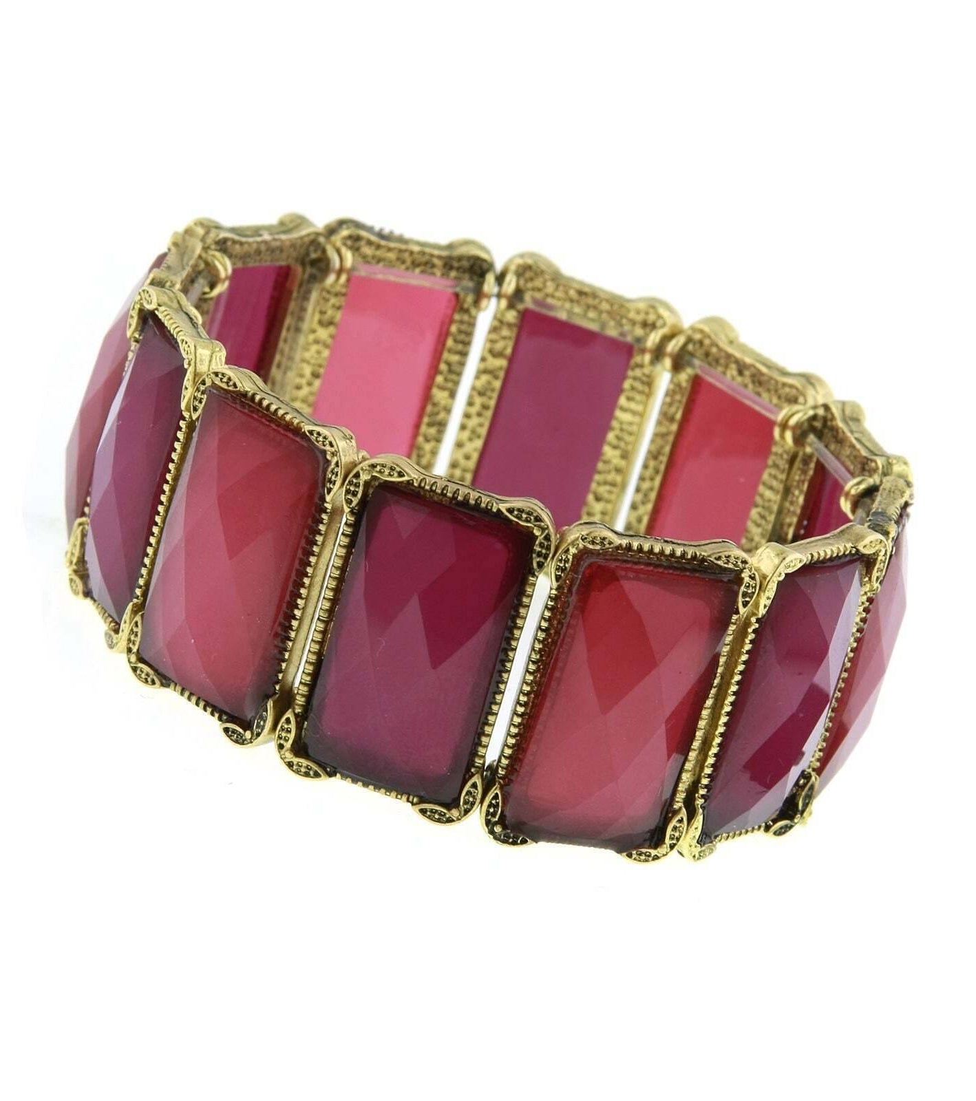 2028 Jewelry Dynasty Rectangular Stone Stretch Bracelet