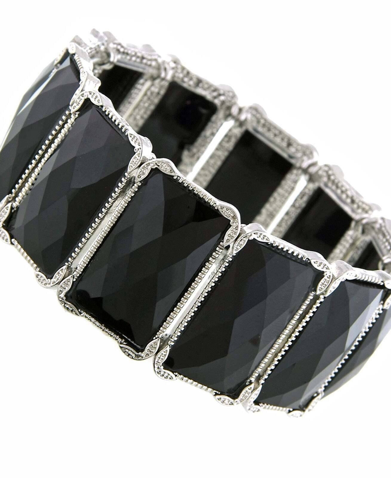 1928 Jewelry Jet Rectangle Stretch Bracelet