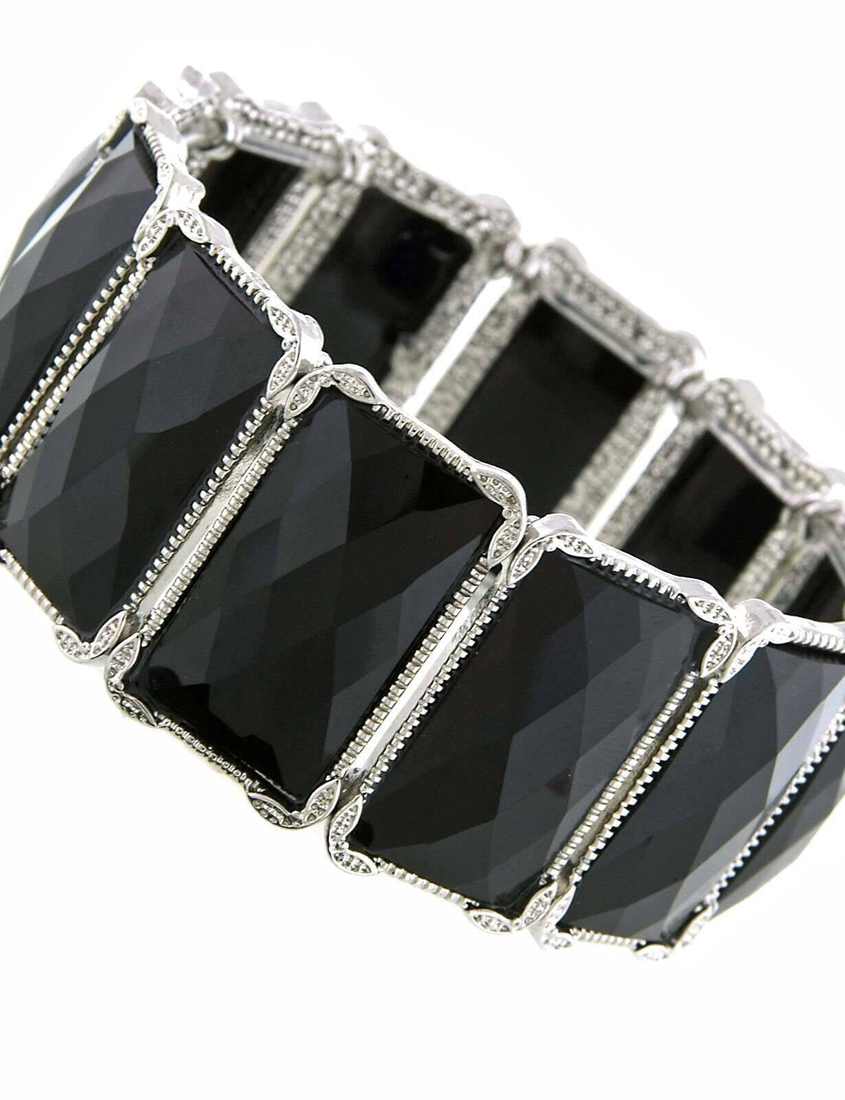 1928 Jewelry Jet Rectangle Stretch Bracelet