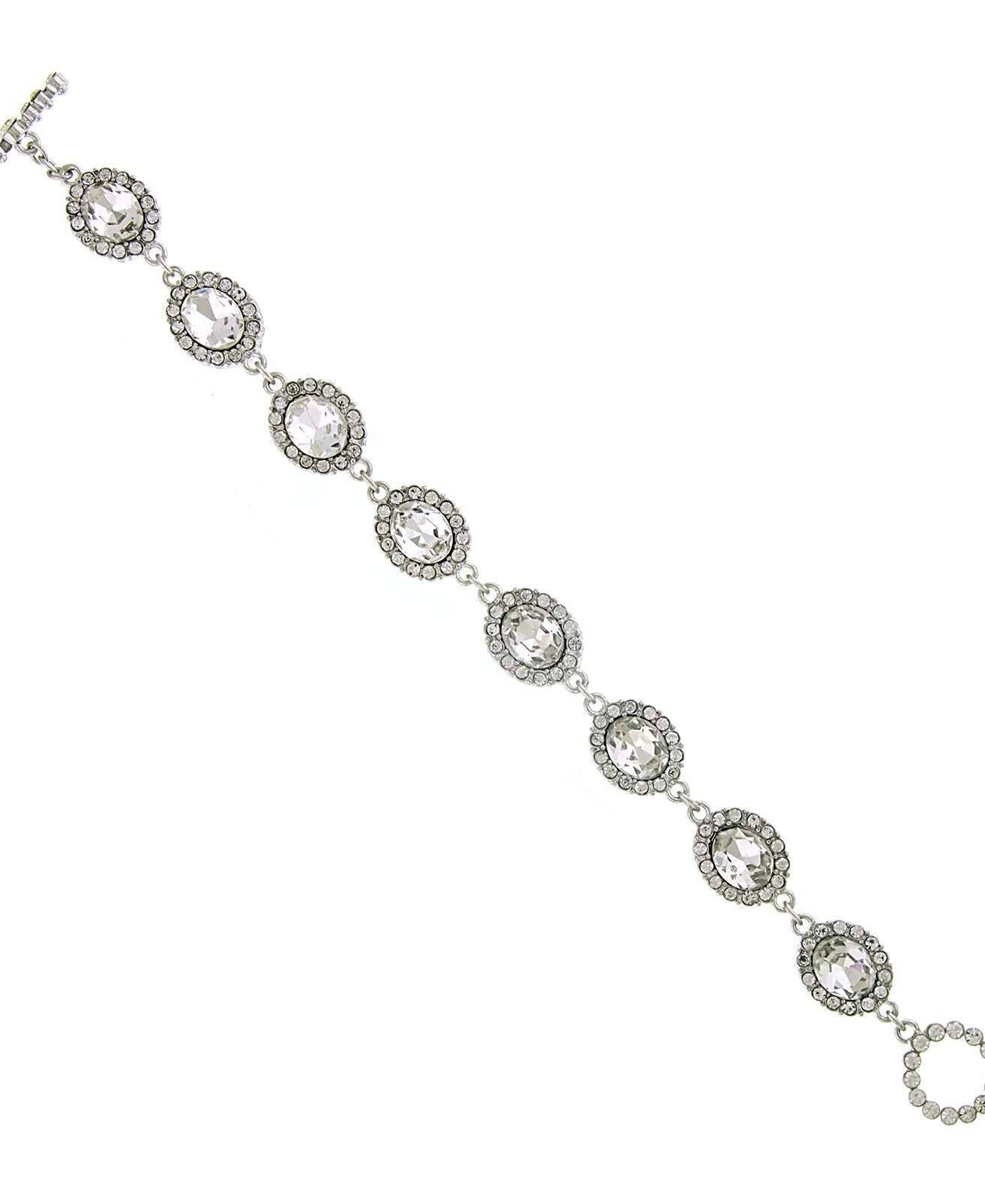 2028 Jewelry Oval Faceted Crystal Link Toggle Bracelet
