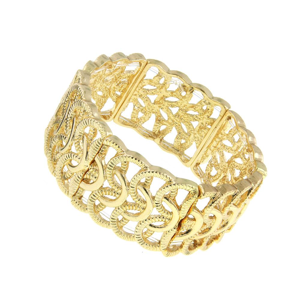 Gold Tone Woven Loop Stretch Bracelet