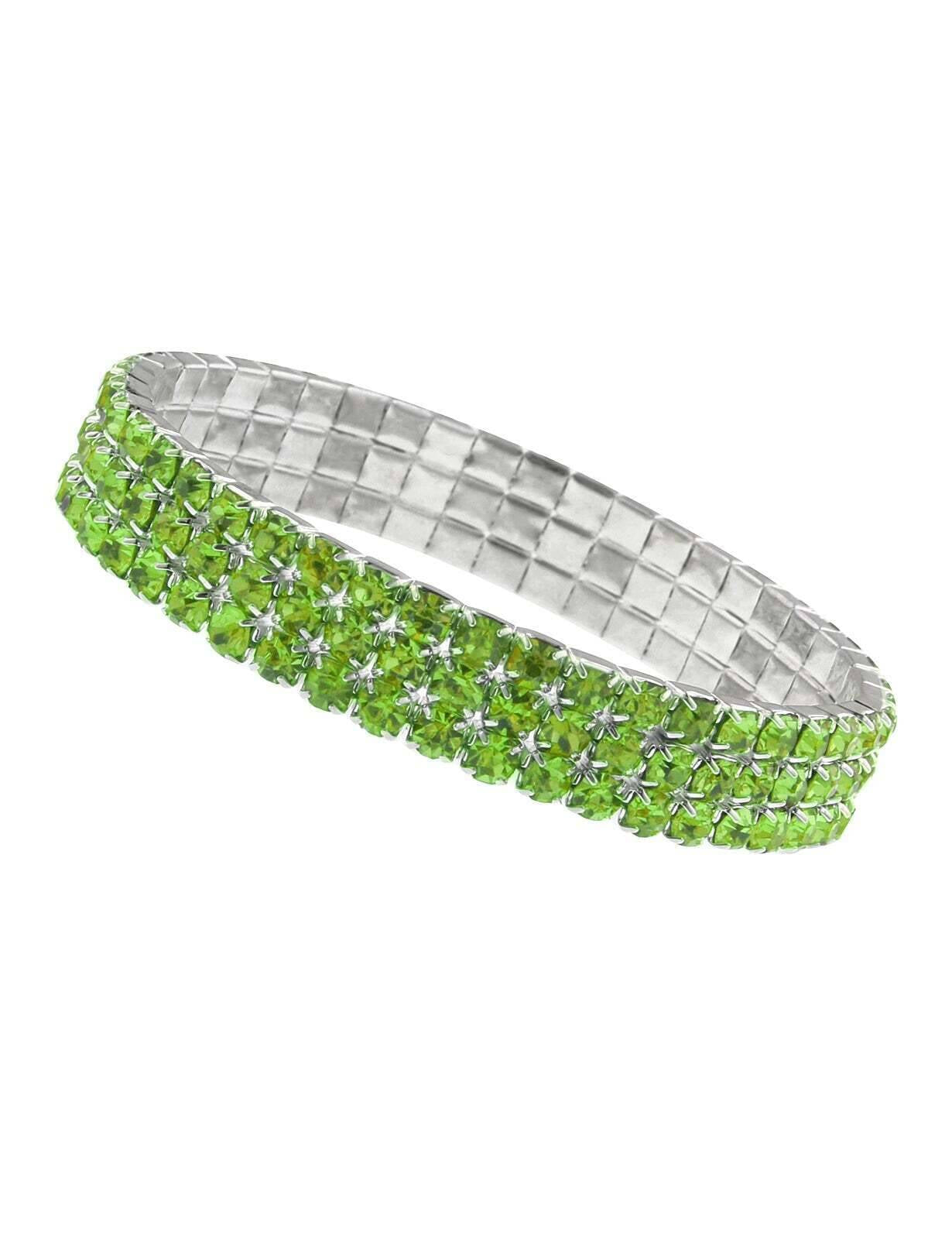 2028 Jewelry 3-Row Rhinestone Stretch Bracelet