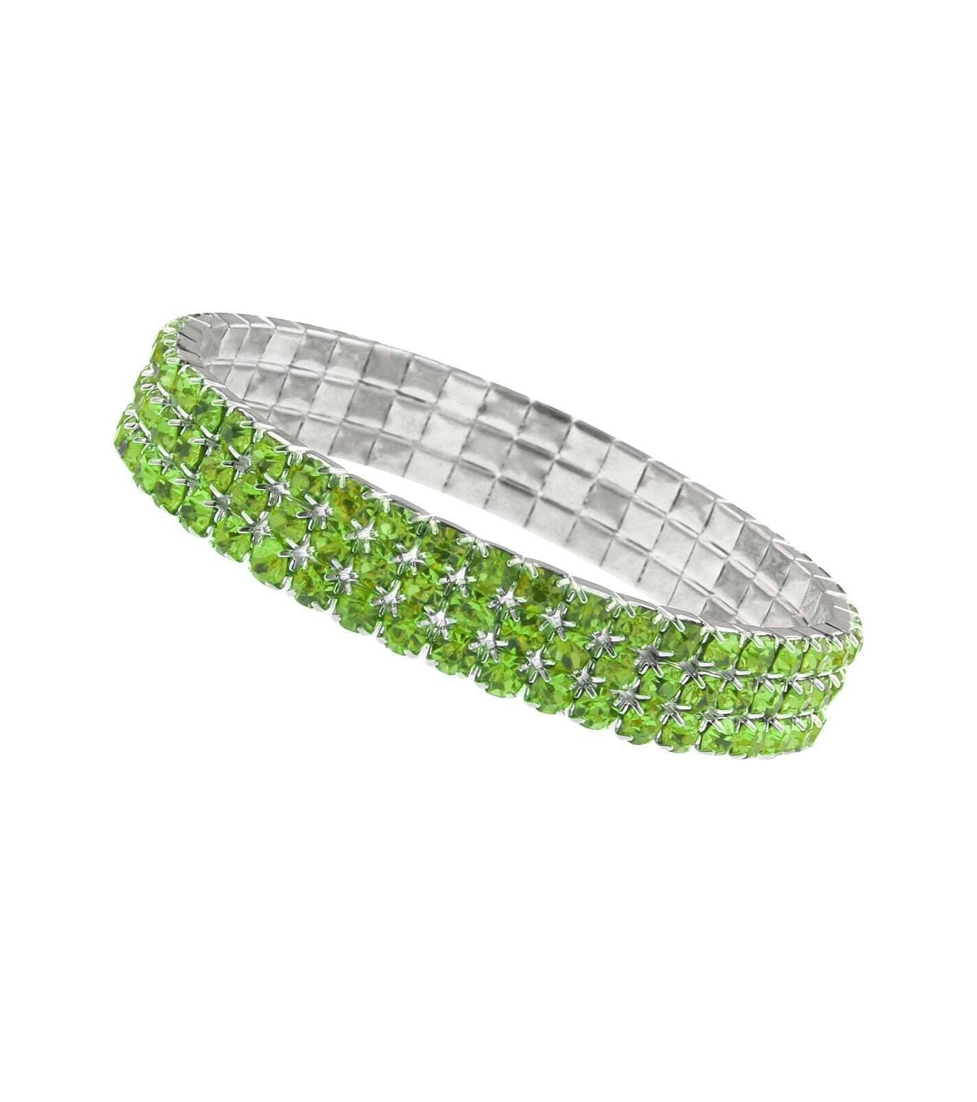 2028 Jewelry 3-Row Rhinestone Stretch Bracelet