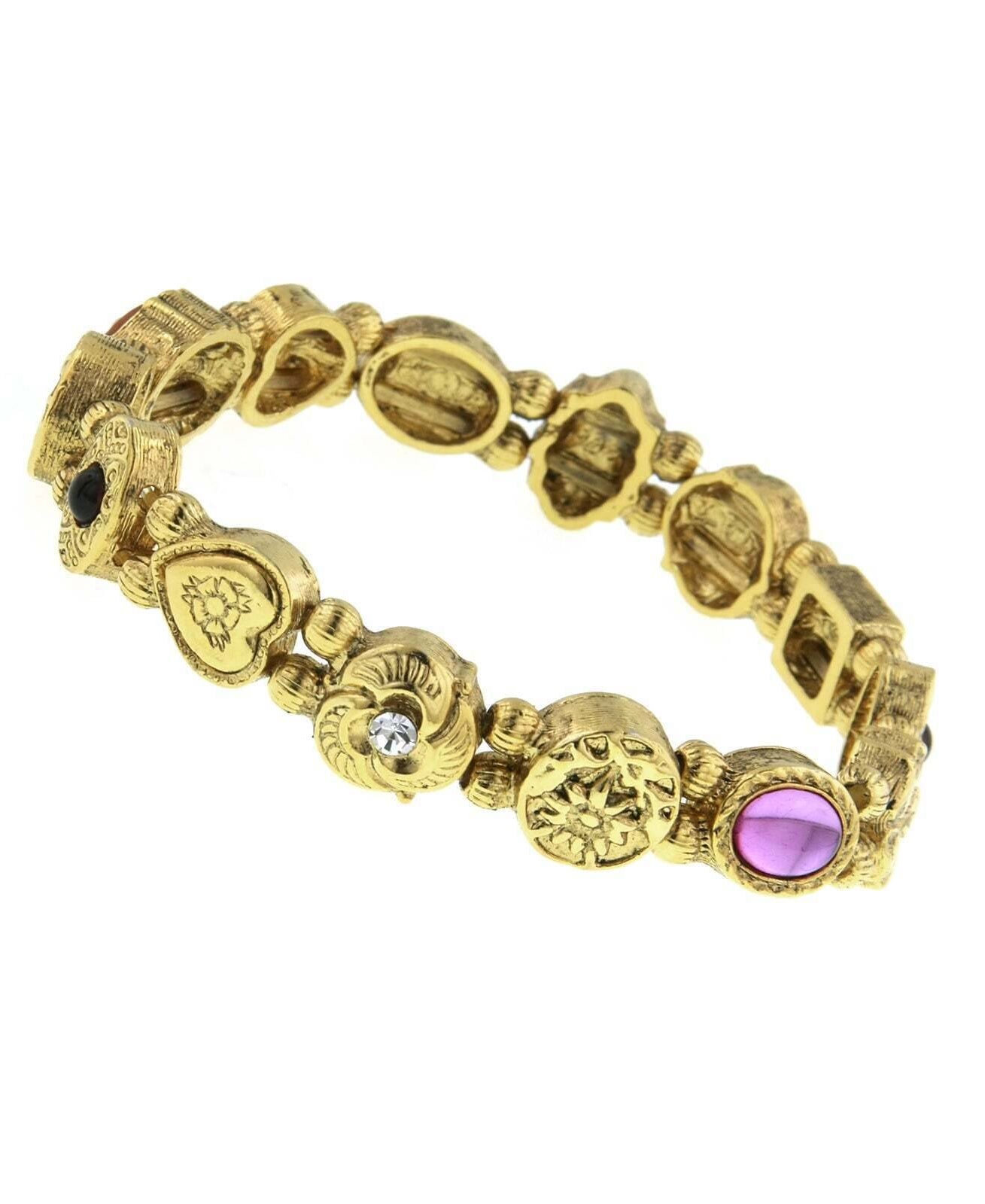 1928 Jewelry Assorted Vintage Style Charm Stretch Bracelet