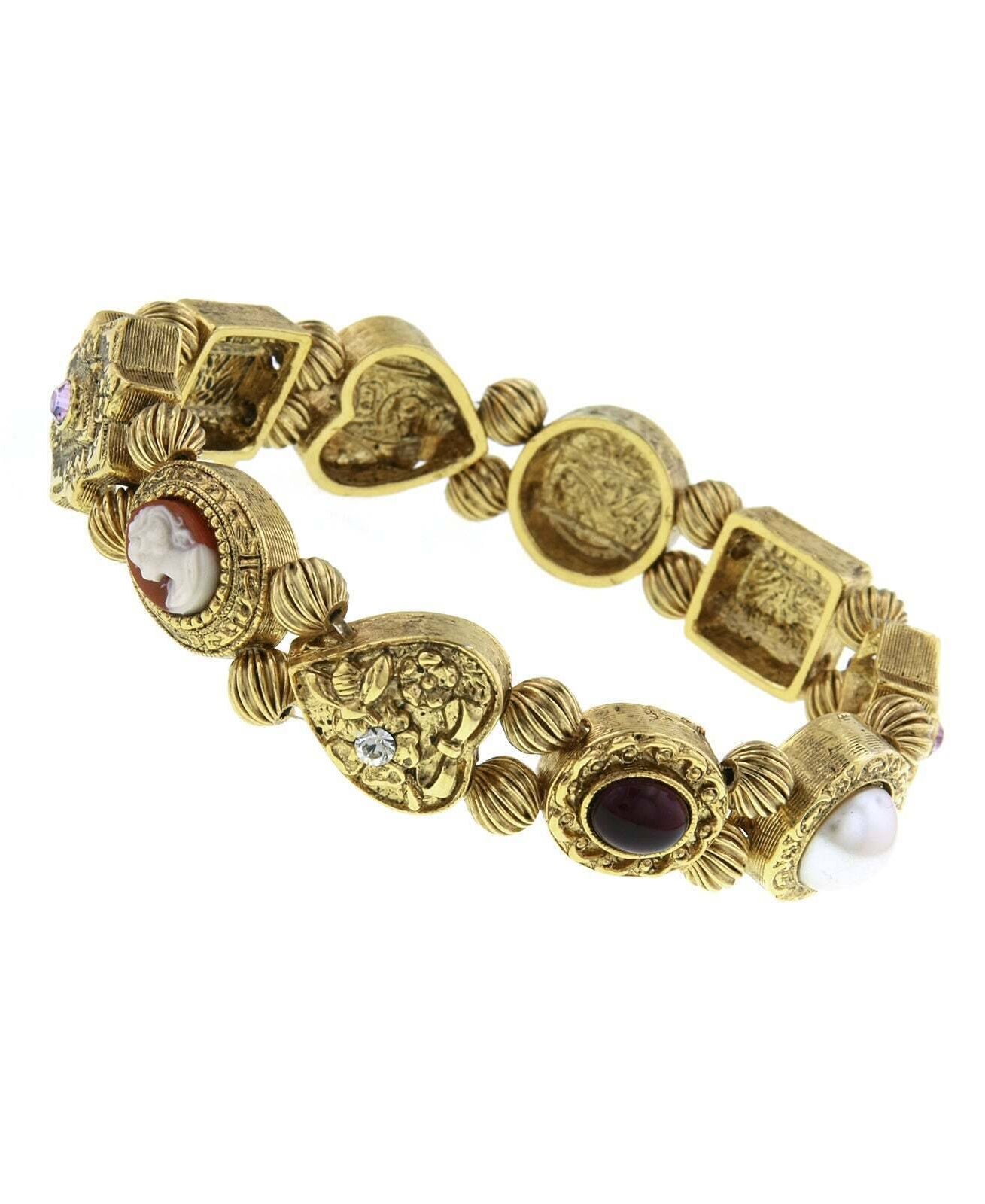 1928 Jewelry Cameo Charm Stretch Bracelet