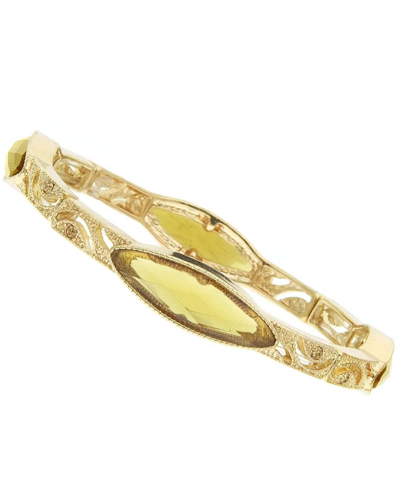 2028 Jewelry Slim Filigree Navette Topaz Crystal Stretch Bracelet