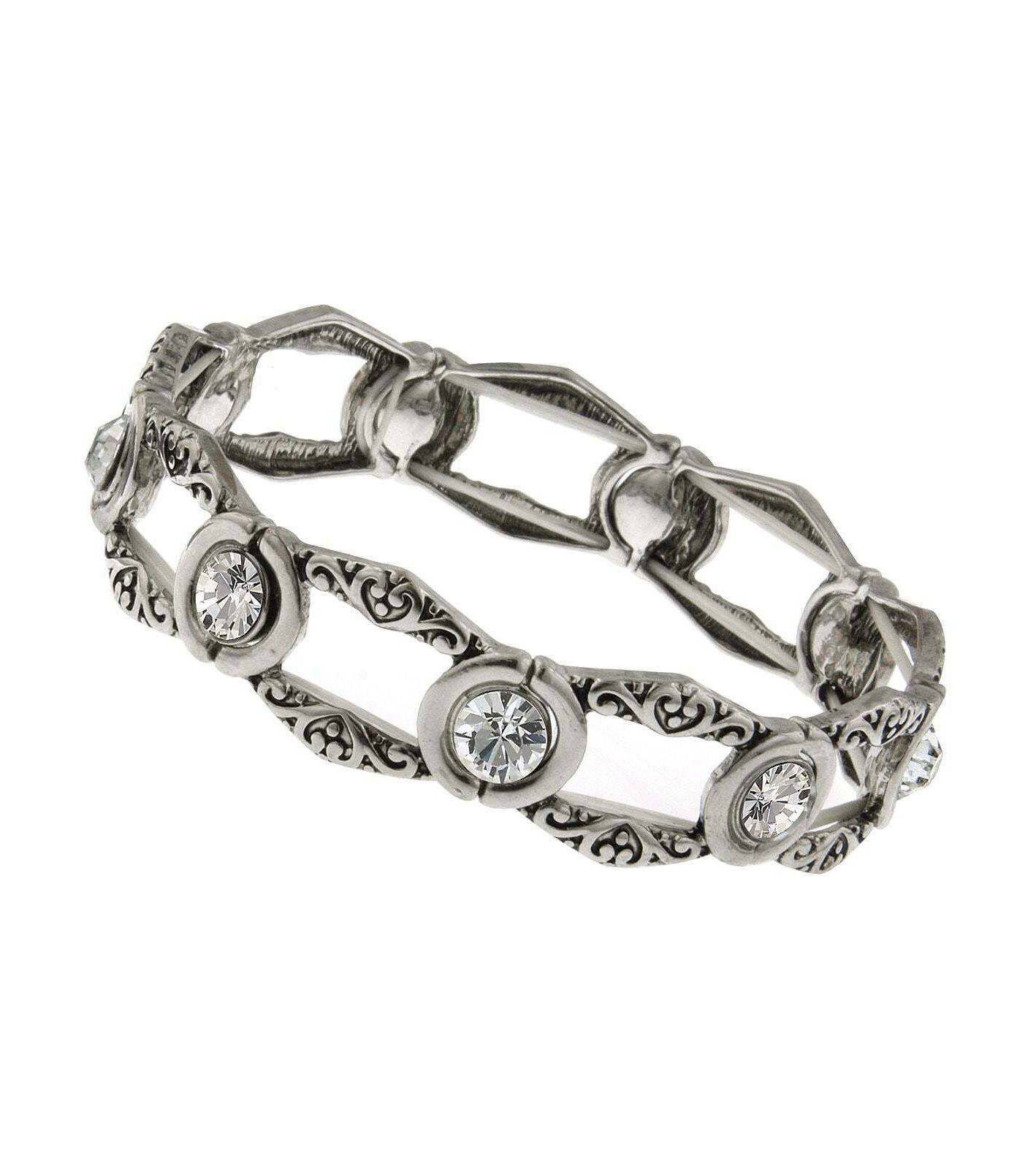 2028 Jewelry Clear Crystal Open Work Stretch Bracelet