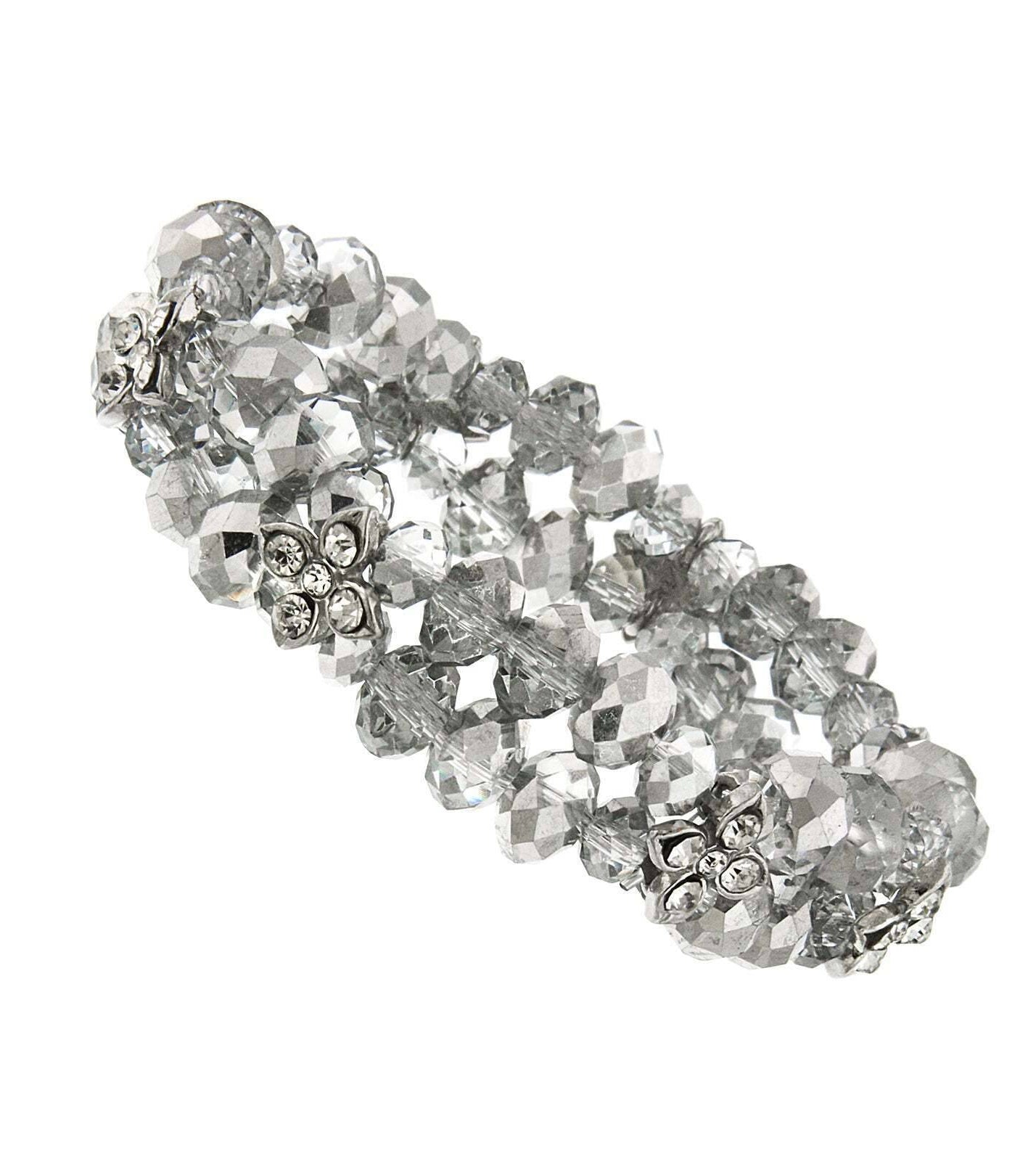 2028 Jewelry Crystal 2-Row Beaded Stretch Bracelet