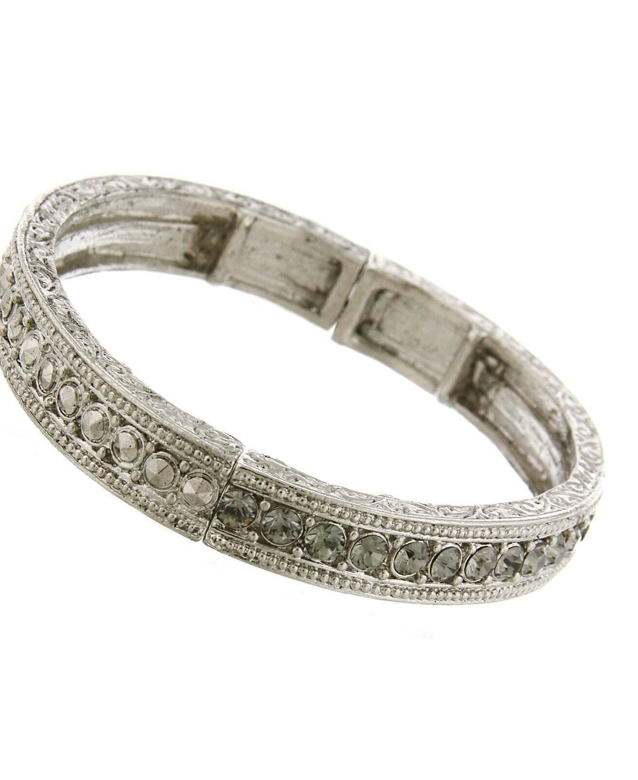 1928 Jewelry Black Diamond-Color Crystal Stretch Bracelet