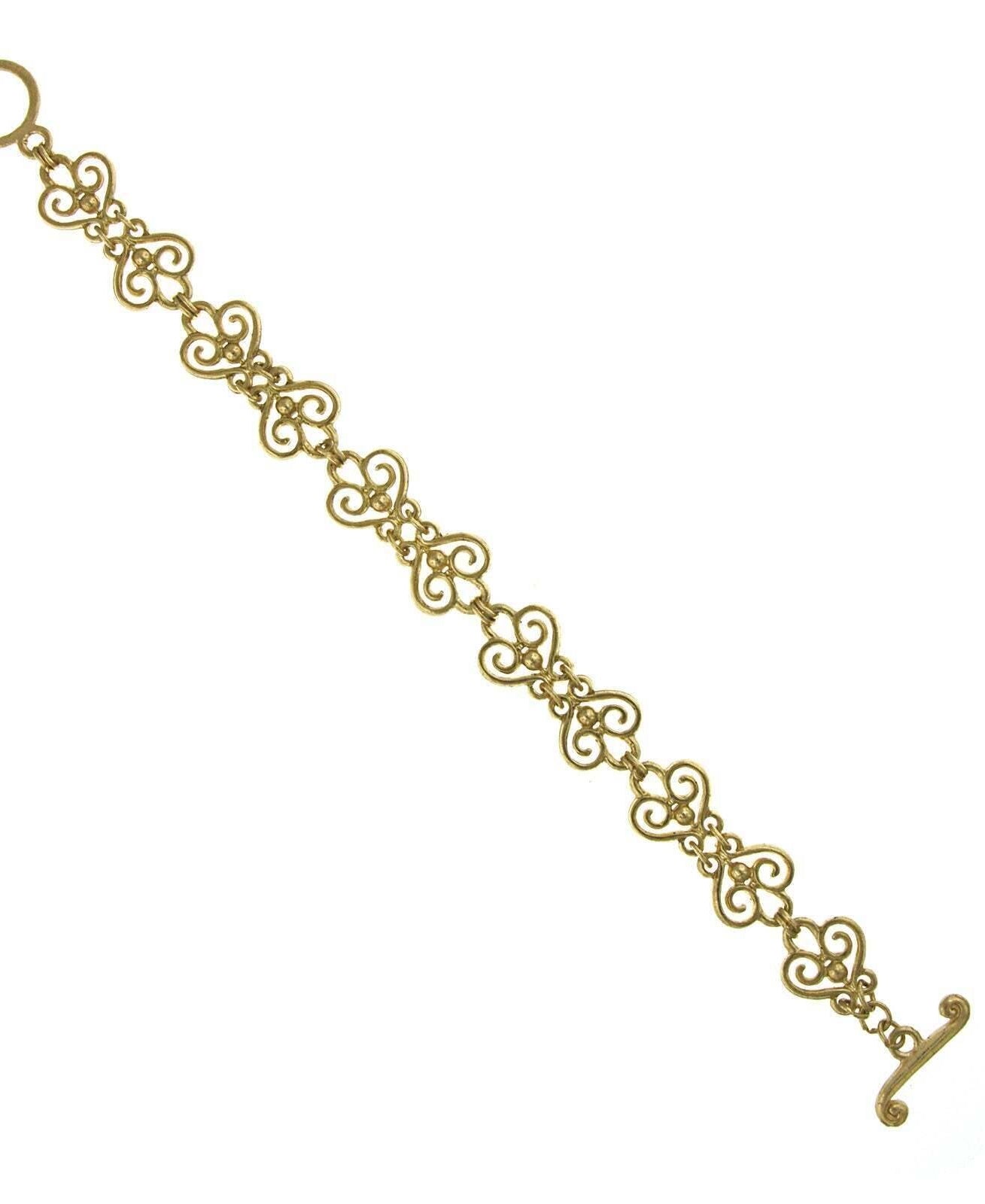 1928 Jewelry Gold Heart Filigree Toggle Bracelet