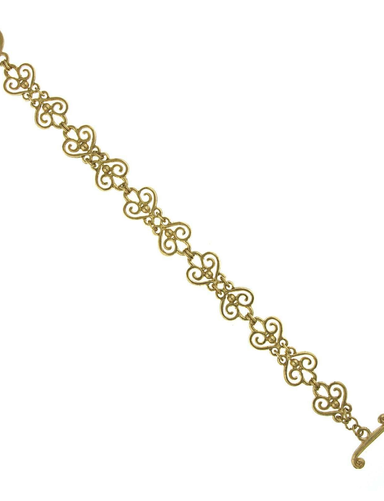 1928 Jewelry Gold Heart Filigree Toggle Bracelet