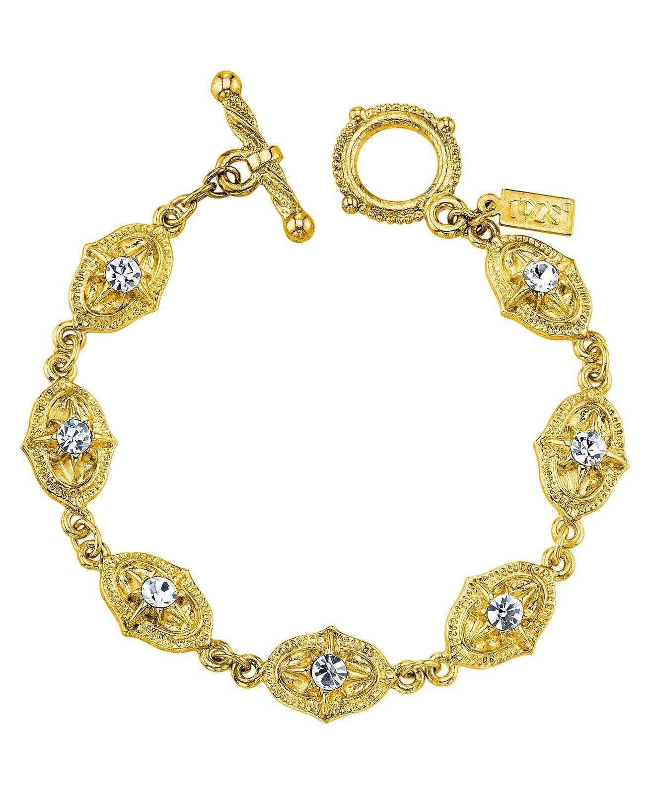 1928 Jewelry Starburst Crystal Clear Toggle Bracelet
