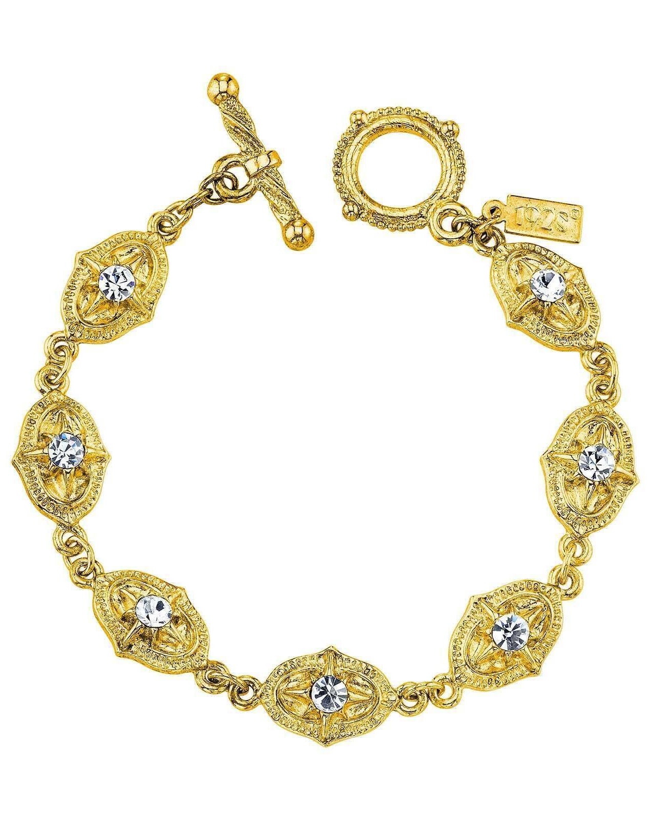 1928 Jewelry Starburst Crystal Clear Toggle Bracelet