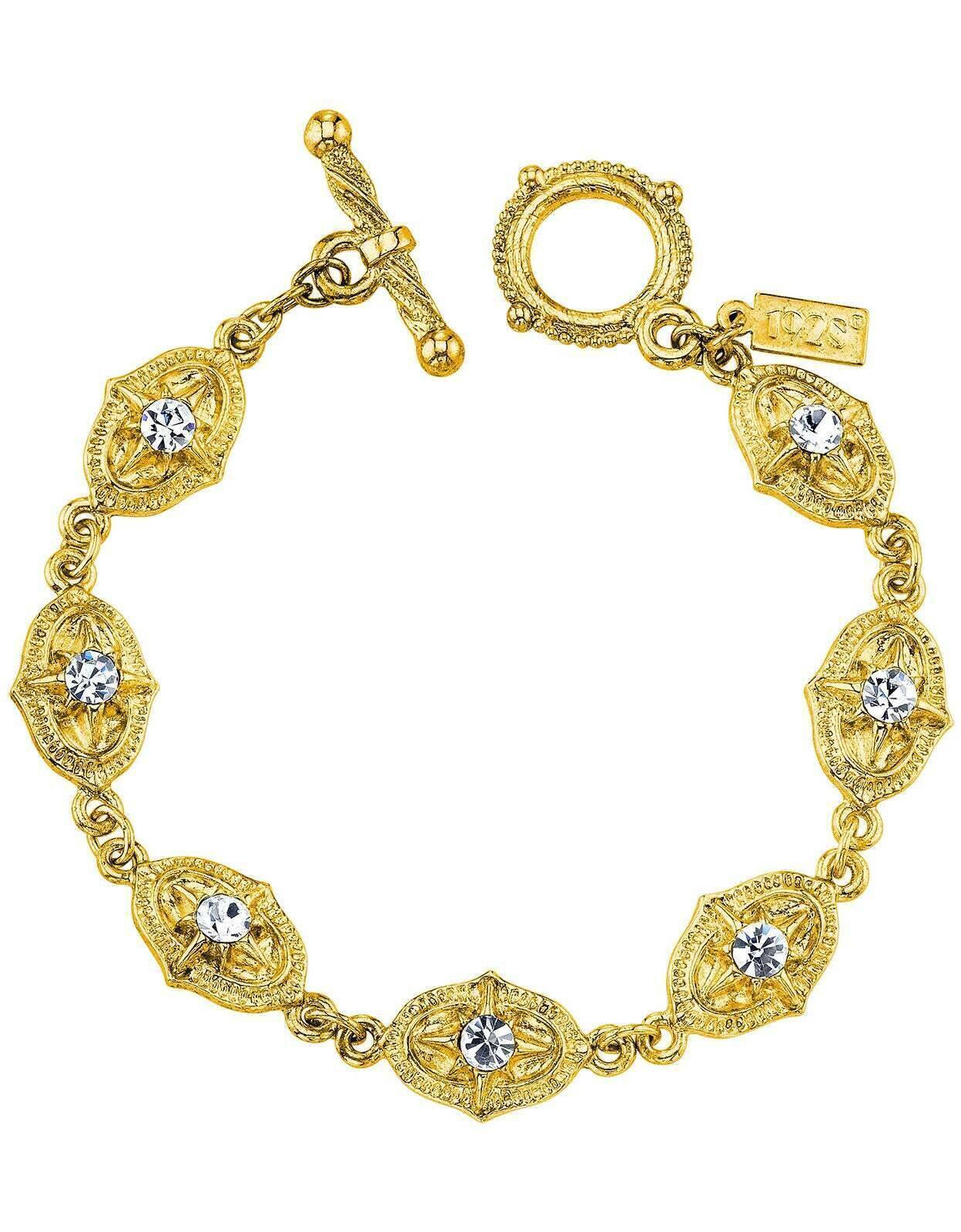 1928 Jewelry Starburst Crystal Clear Toggle Bracelet