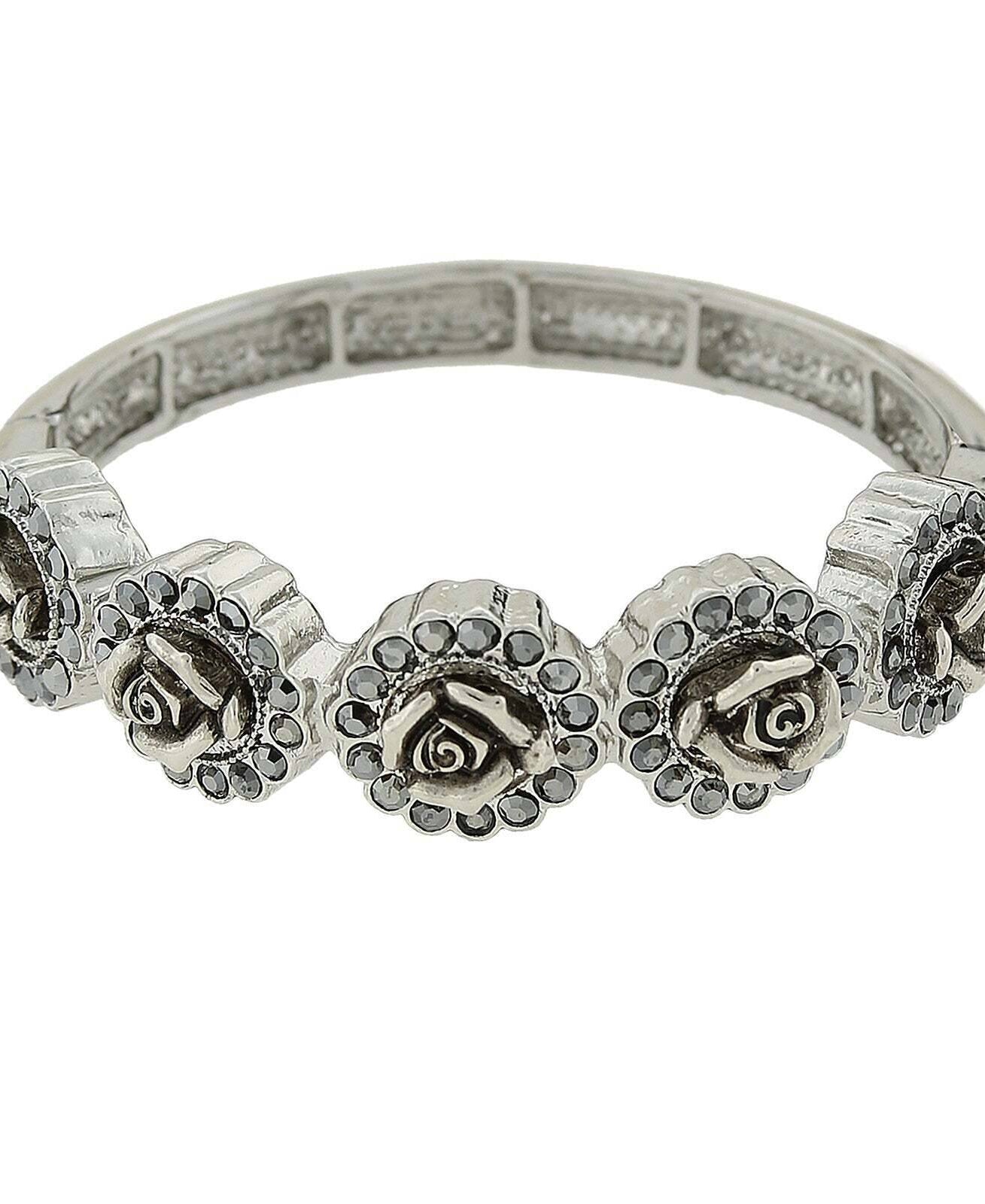 1928 Bridal Five Flowers Crystal Stretch Bracelet