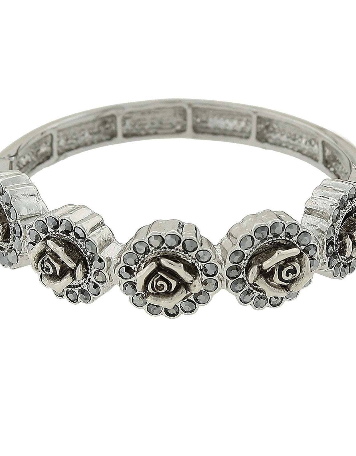 1928 Bridal Five Flowers Crystal Stretch Bracelet