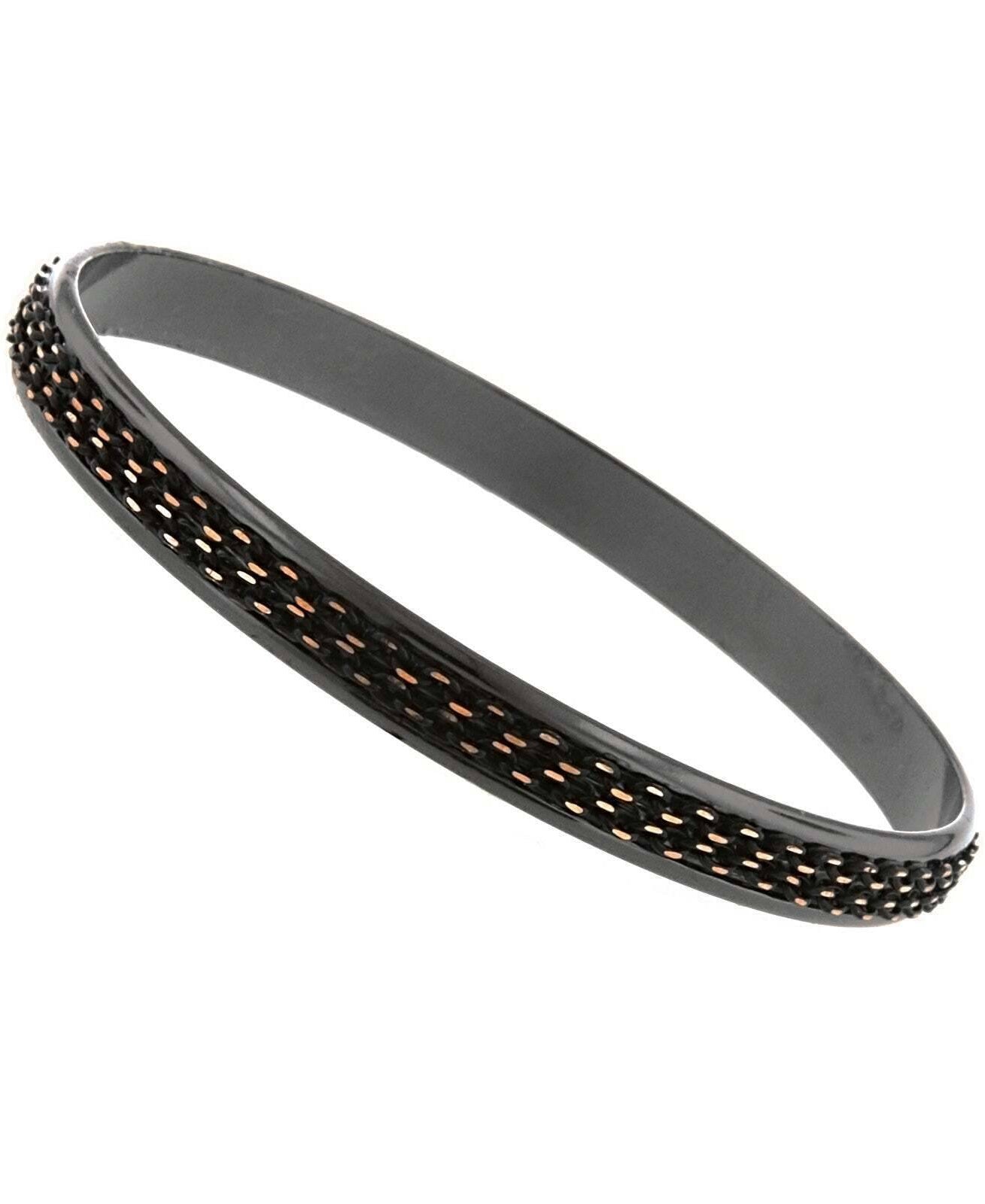 1928 Jewelry Eclipse Black And Gold Medium Chain Wrapped Bangle Bracelet