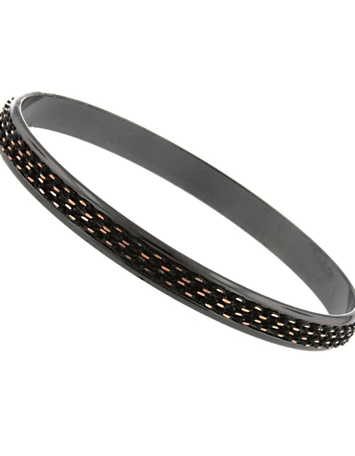 1928 Jewelry Eclipse Black And Gold Medium Chain Wrapped Bangle Bracelet