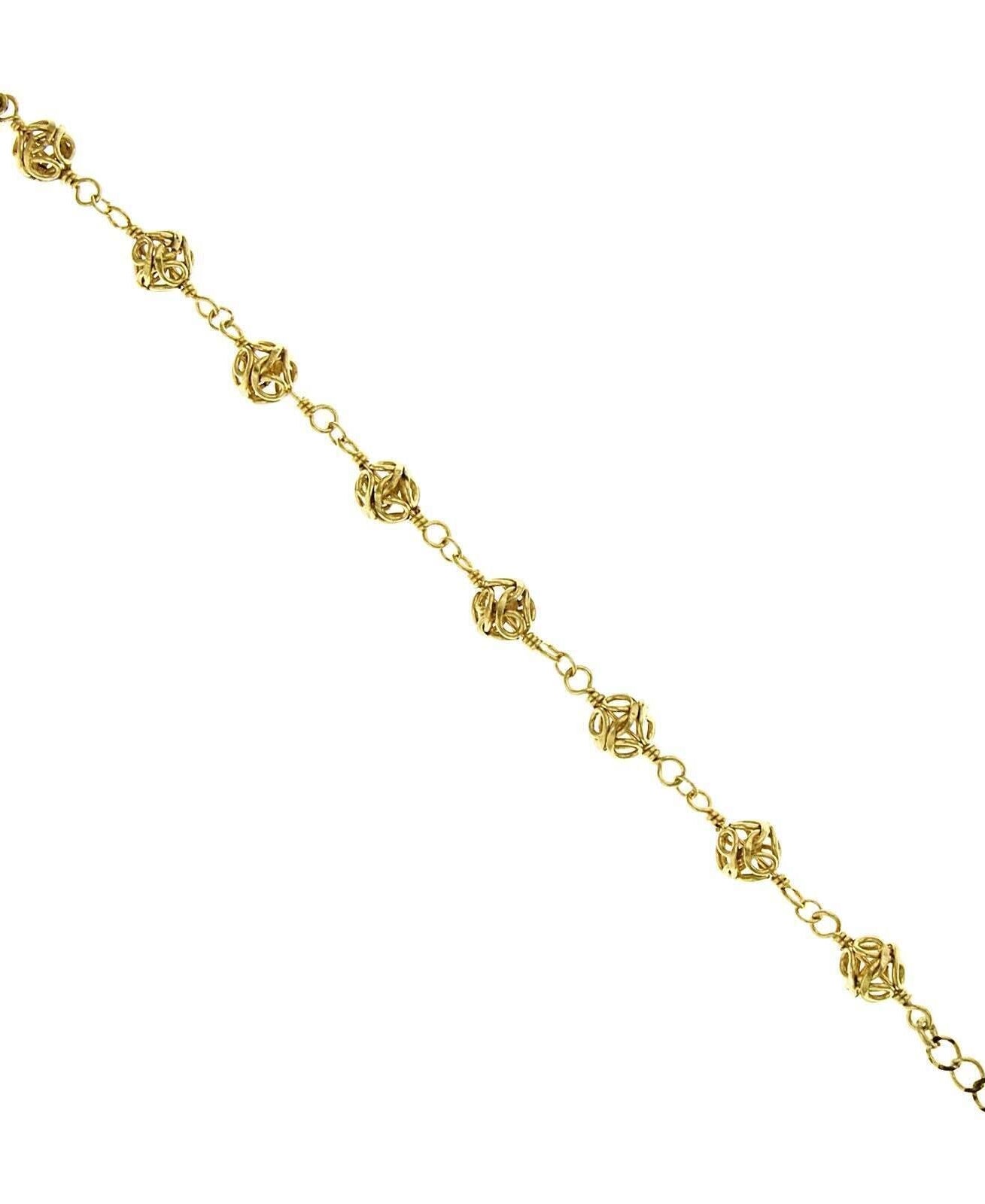 1928 Jewelry Gold Caged Filigree Beaded Bracelet