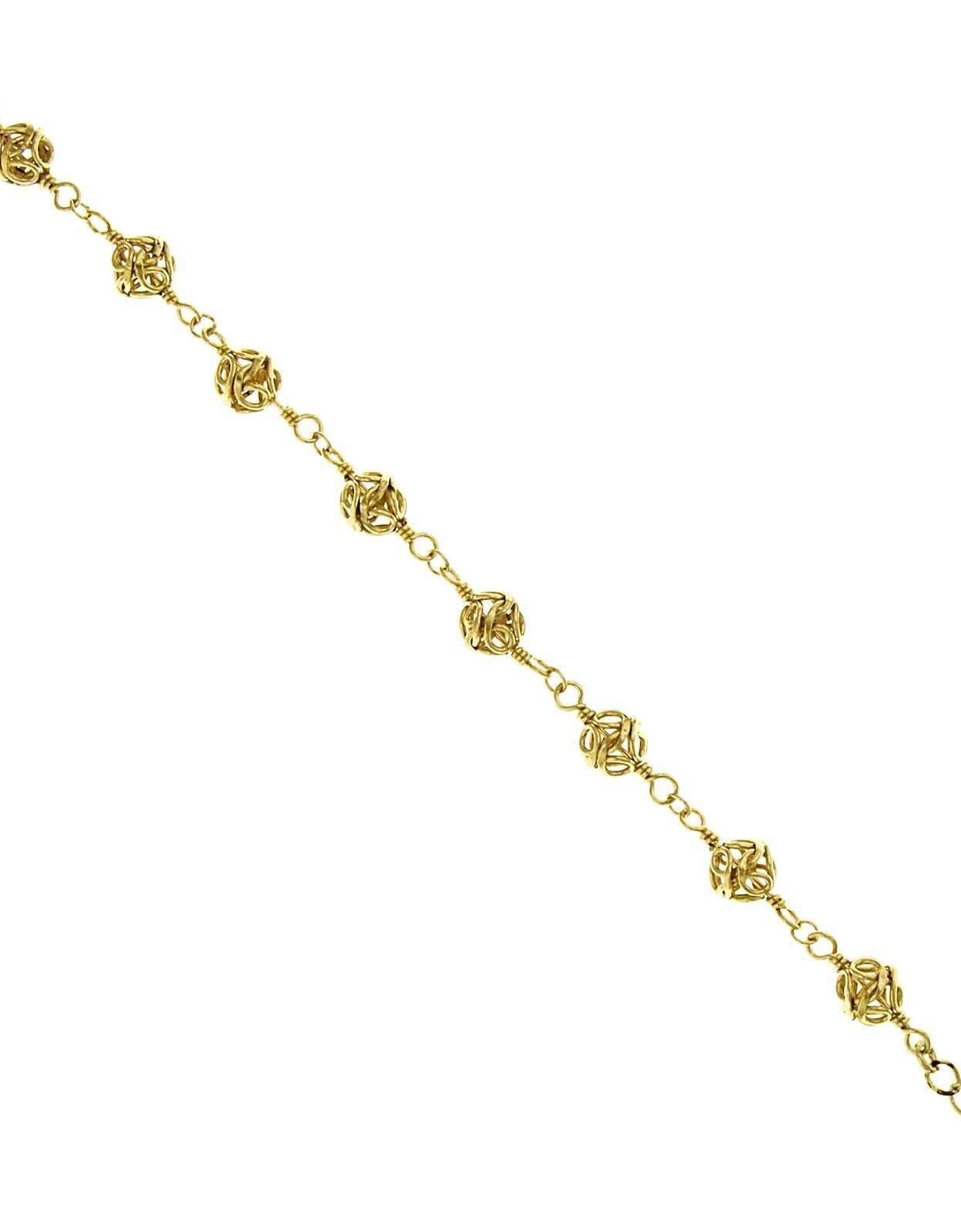 1928 Jewelry Gold Caged Filigree Beaded Bracelet