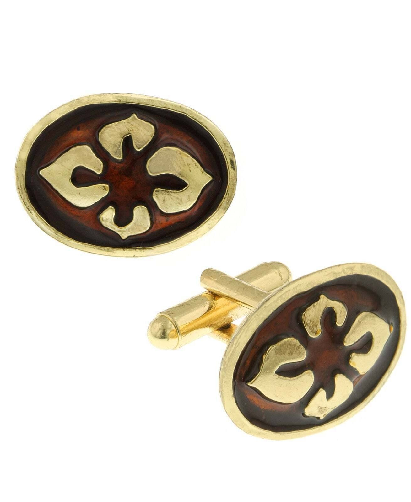 1928 Jewelry Fleur Classique Oval Enamel Cufflinks