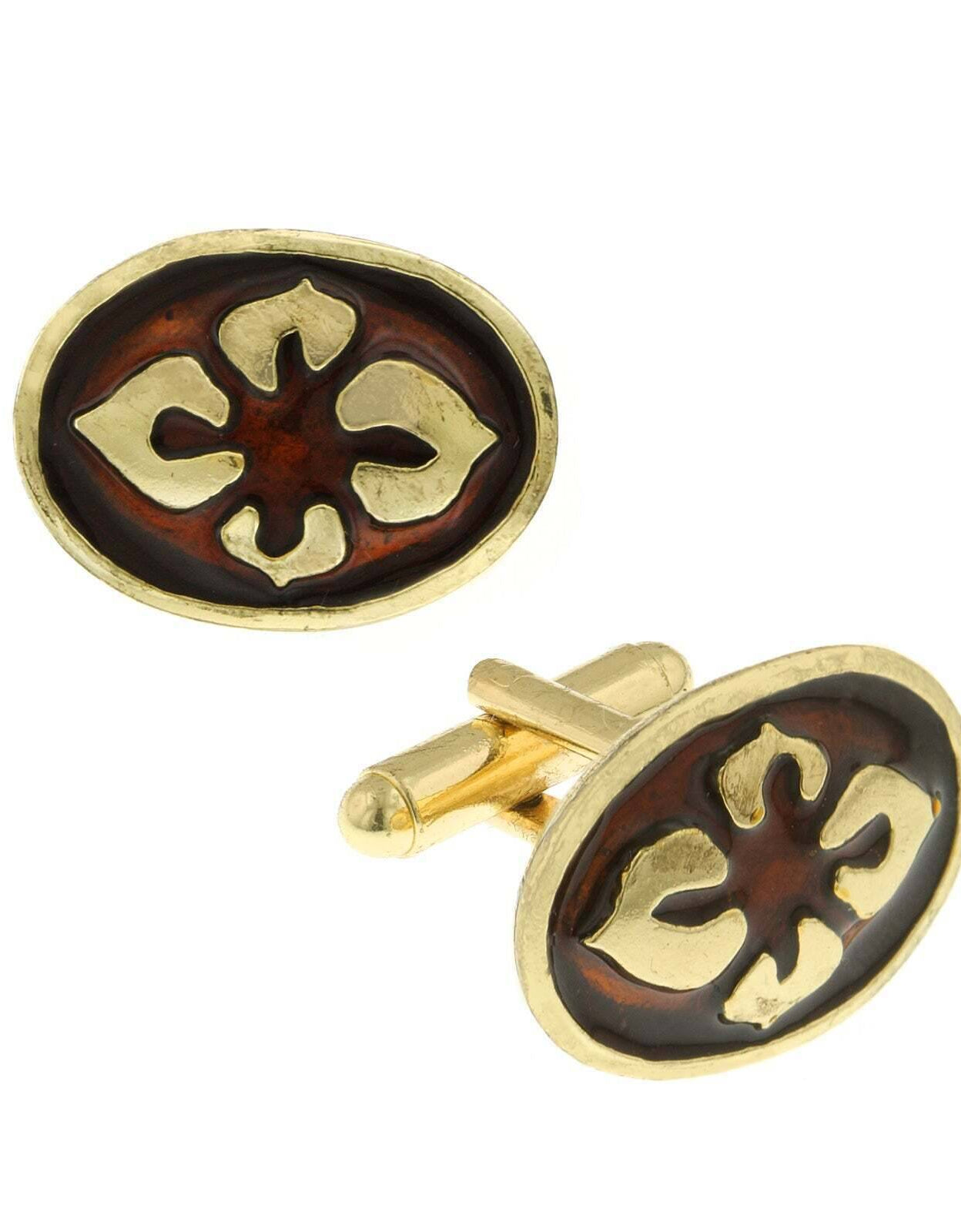 1928 Jewelry Fleur Classique Oval Enamel Cufflinks