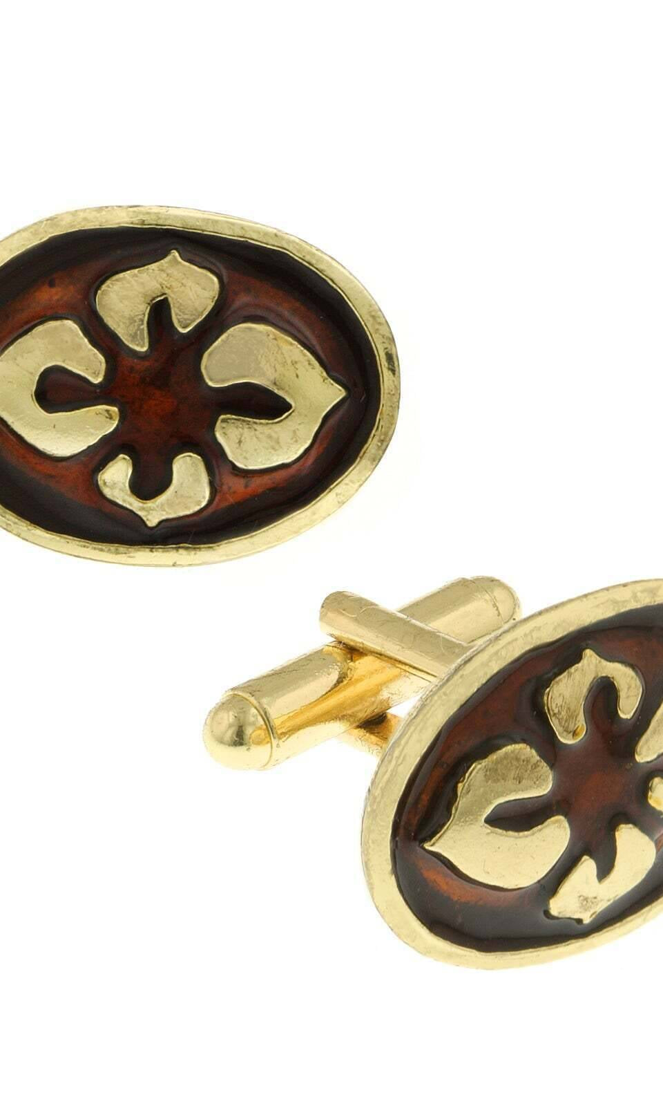 1928 Jewelry Fleur Classique Oval Enamel Cufflinks