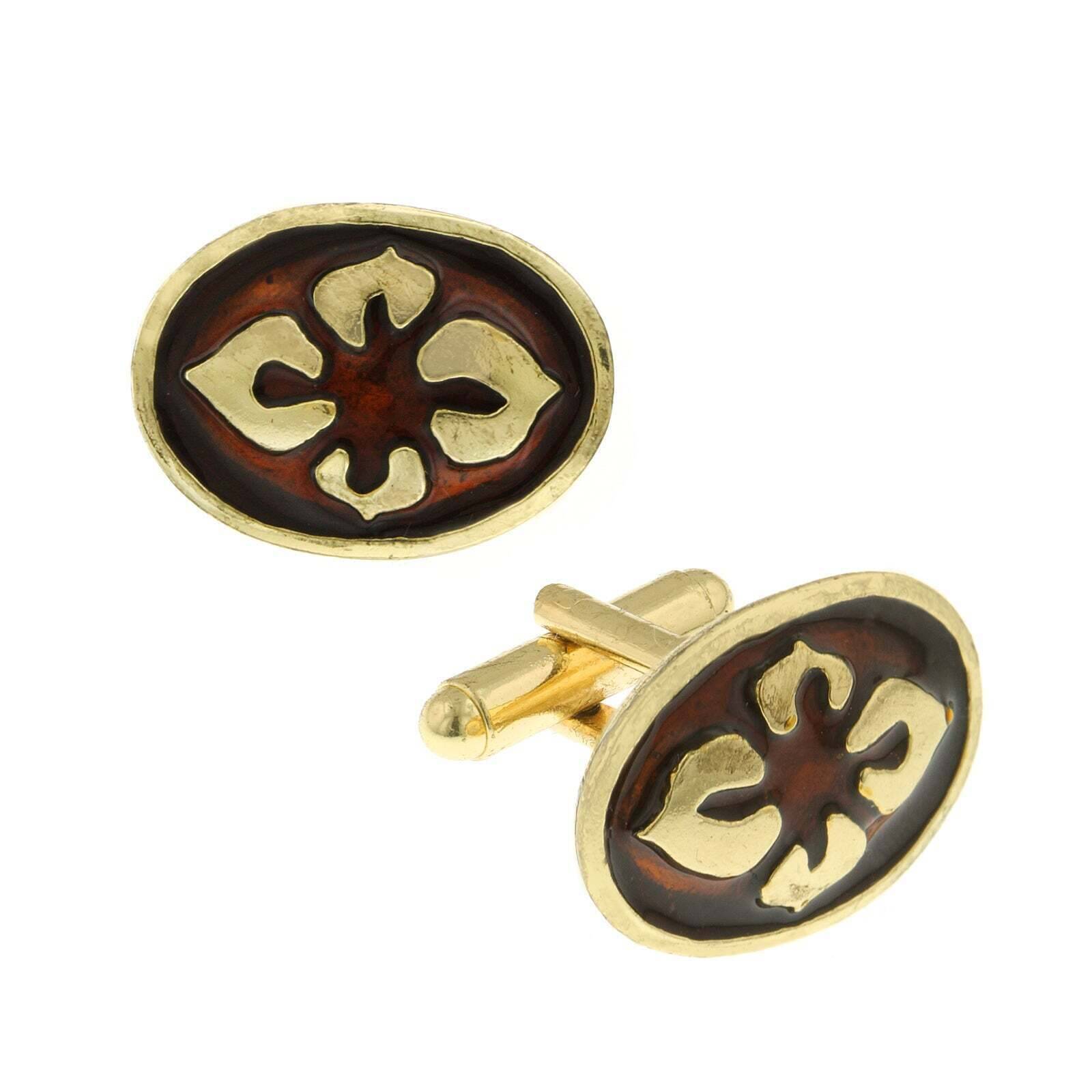 1928 Jewelry Fleur Classique Oval Enamel Cufflinks