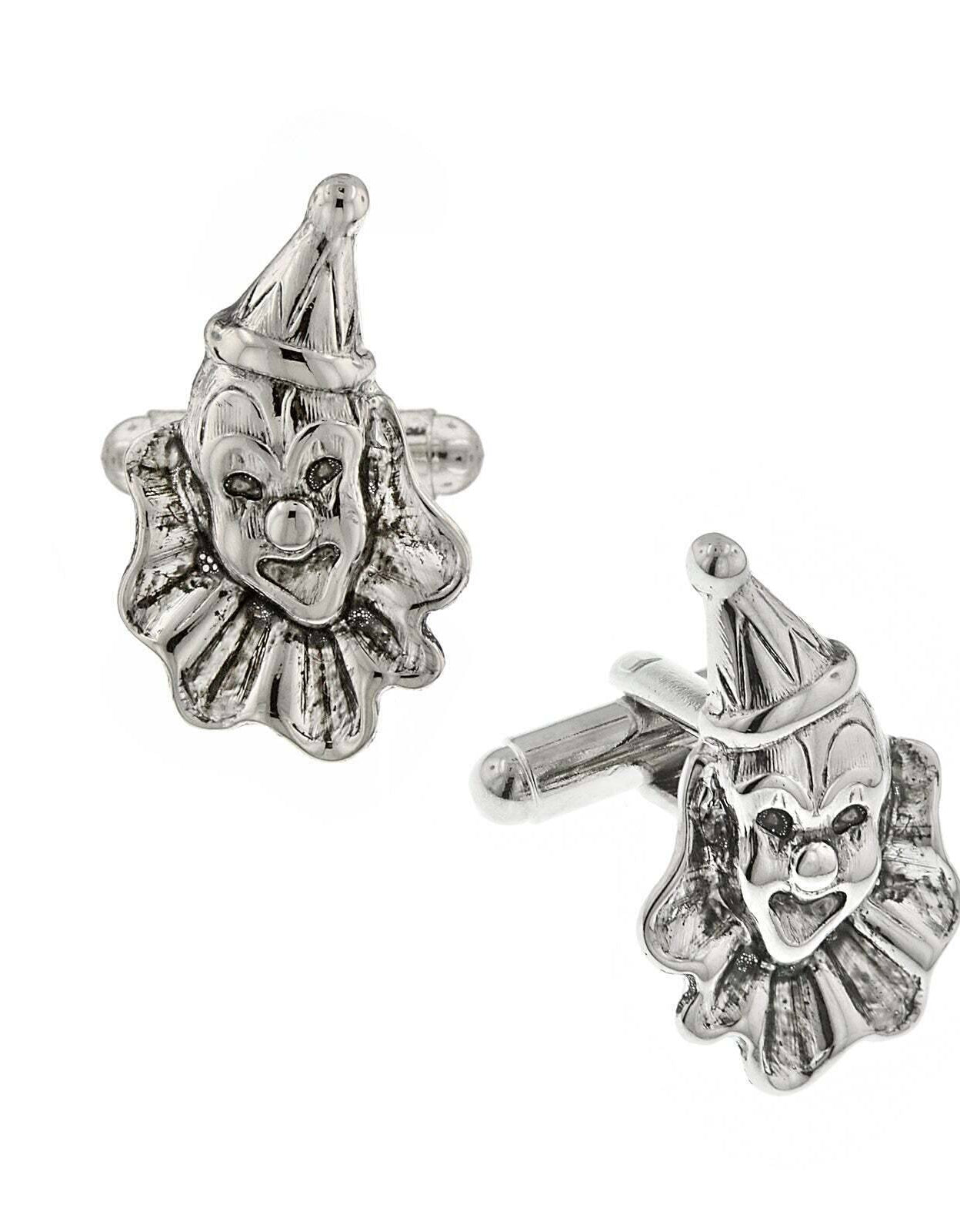 1928 Jewelry Mens Silver Vintage Circus Clown Cufflinks