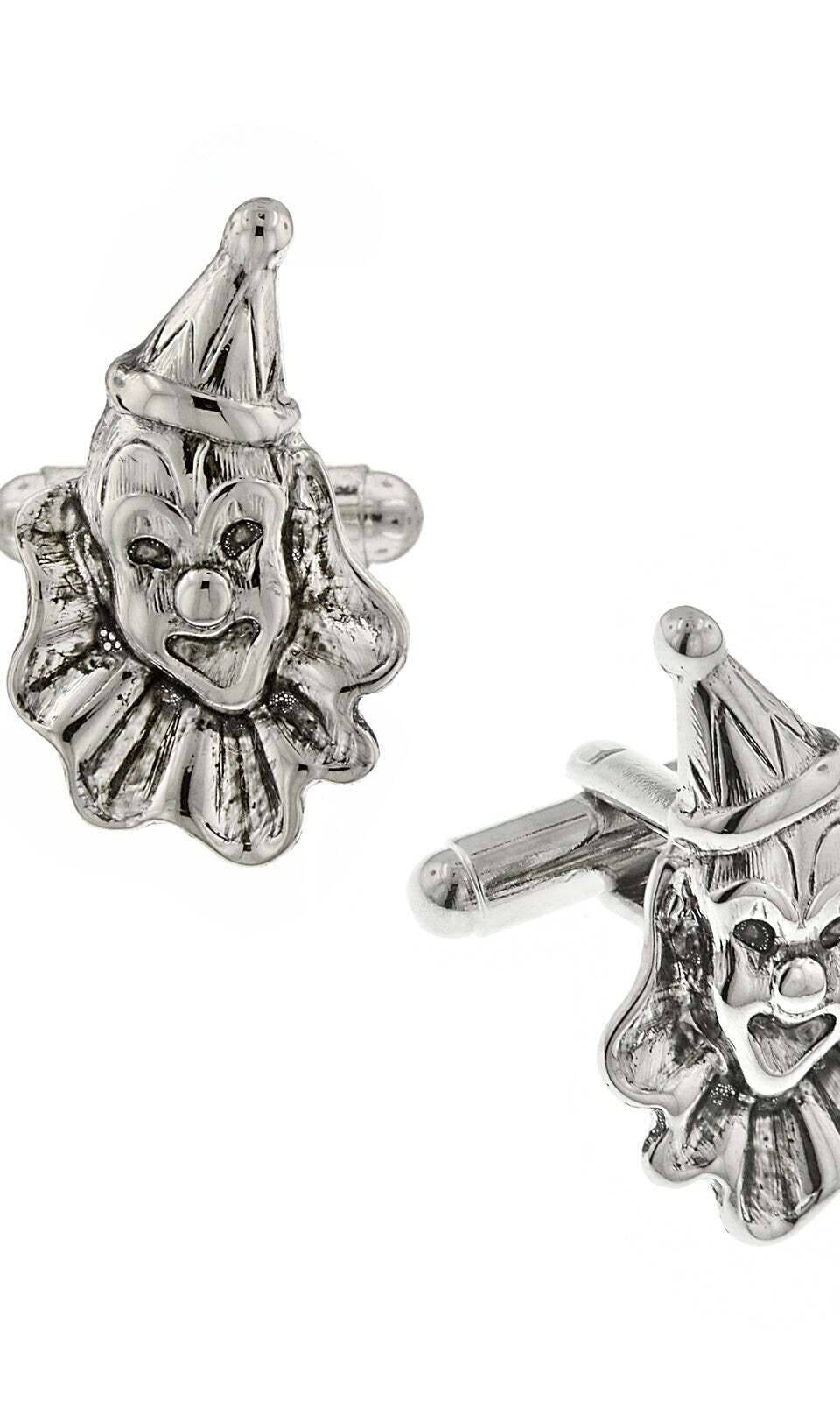 1928 Jewelry Mens Silver Vintage Circus Clown Cufflinks