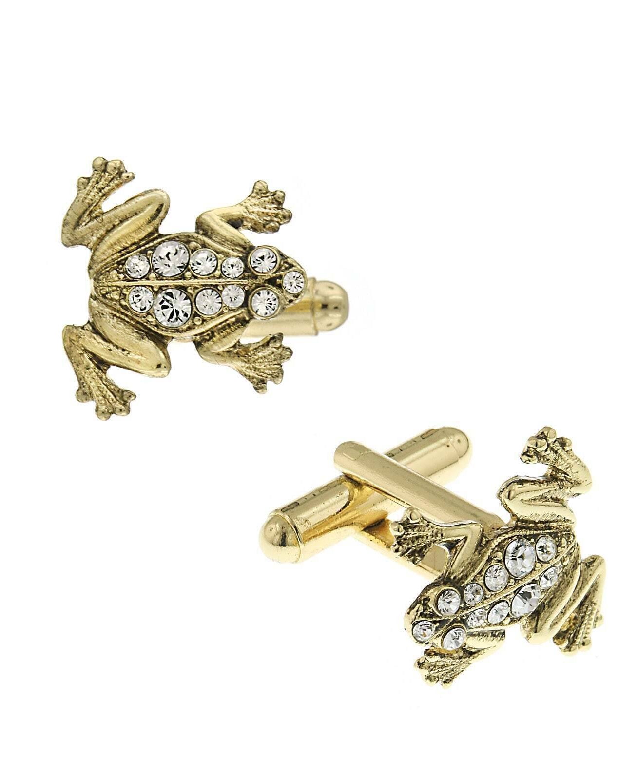 1928 Jewelry Crystal Frog Cufflinks