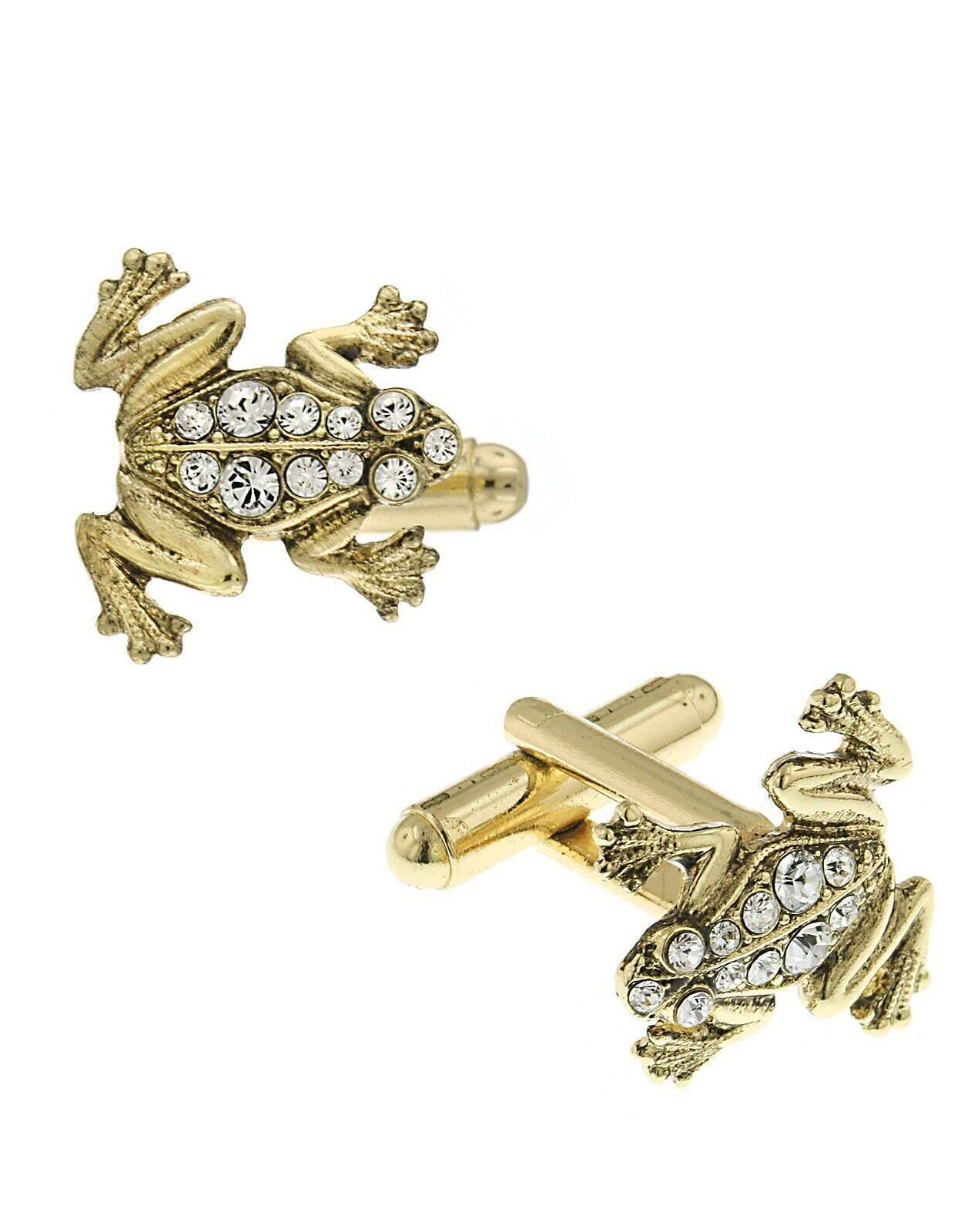 1928 Jewelry Crystal Frog Cufflinks