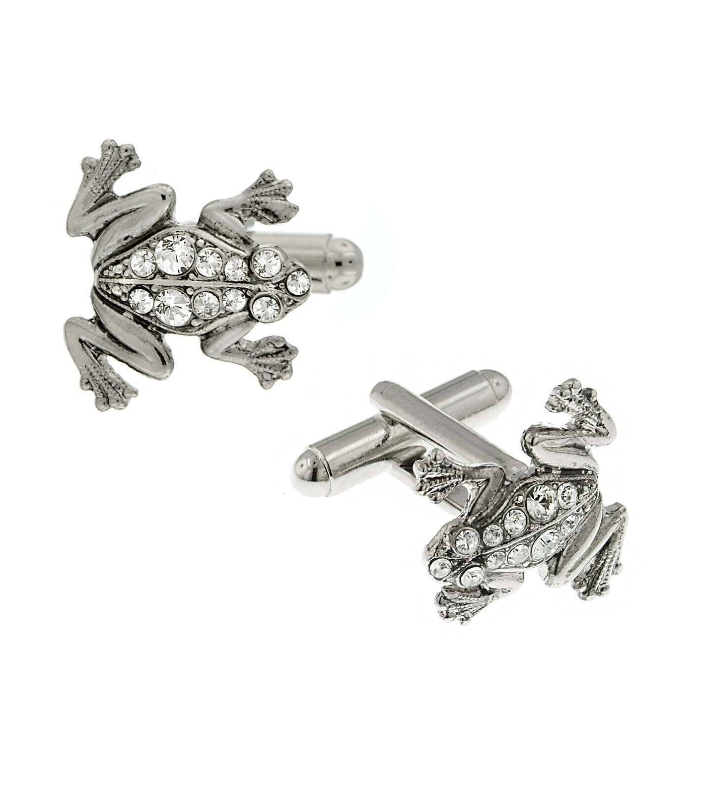 1928 Jewelry Crystal Frog Cufflinks