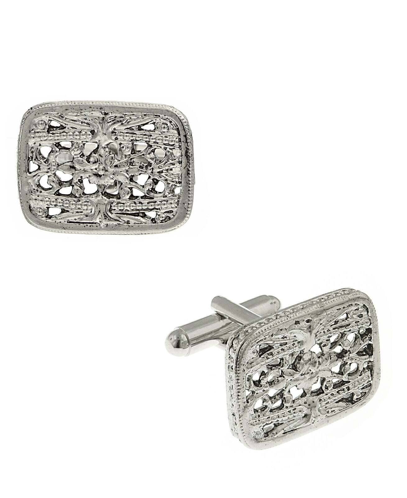 1928 Jewelry Filigree Rectangle Cufflinks