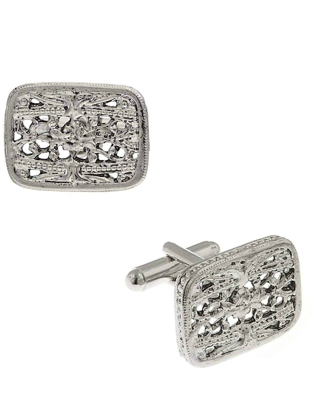 1928 Jewelry Filigree Rectangle Cufflinks