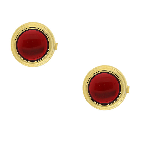 14K Gold Dipped Blue Enamel W/ Transparency Button Cover Red