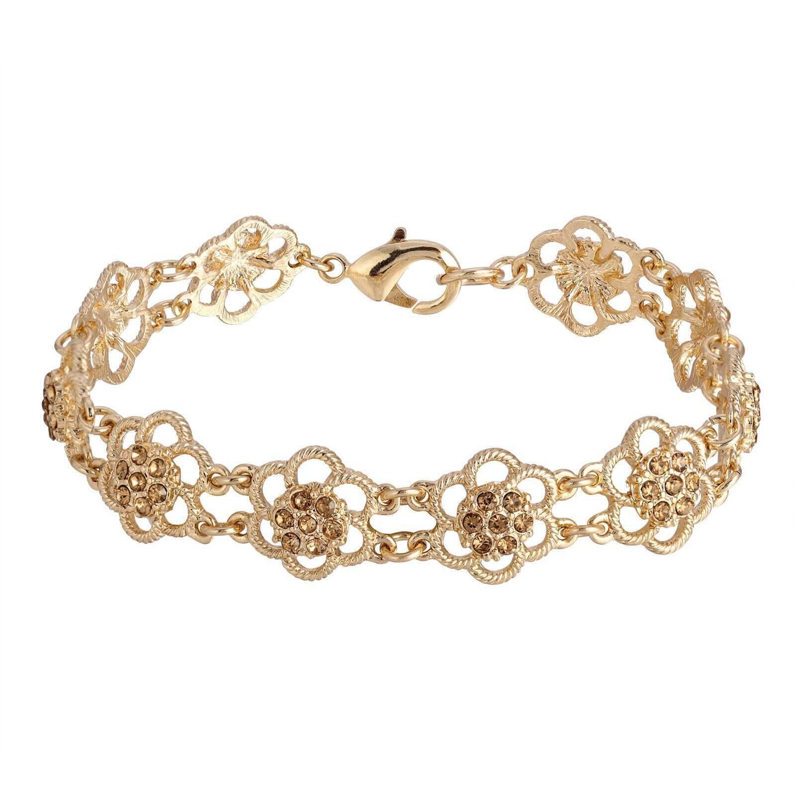 2028 Jewelry Light Colorado Crystal Flower Link Bracelet