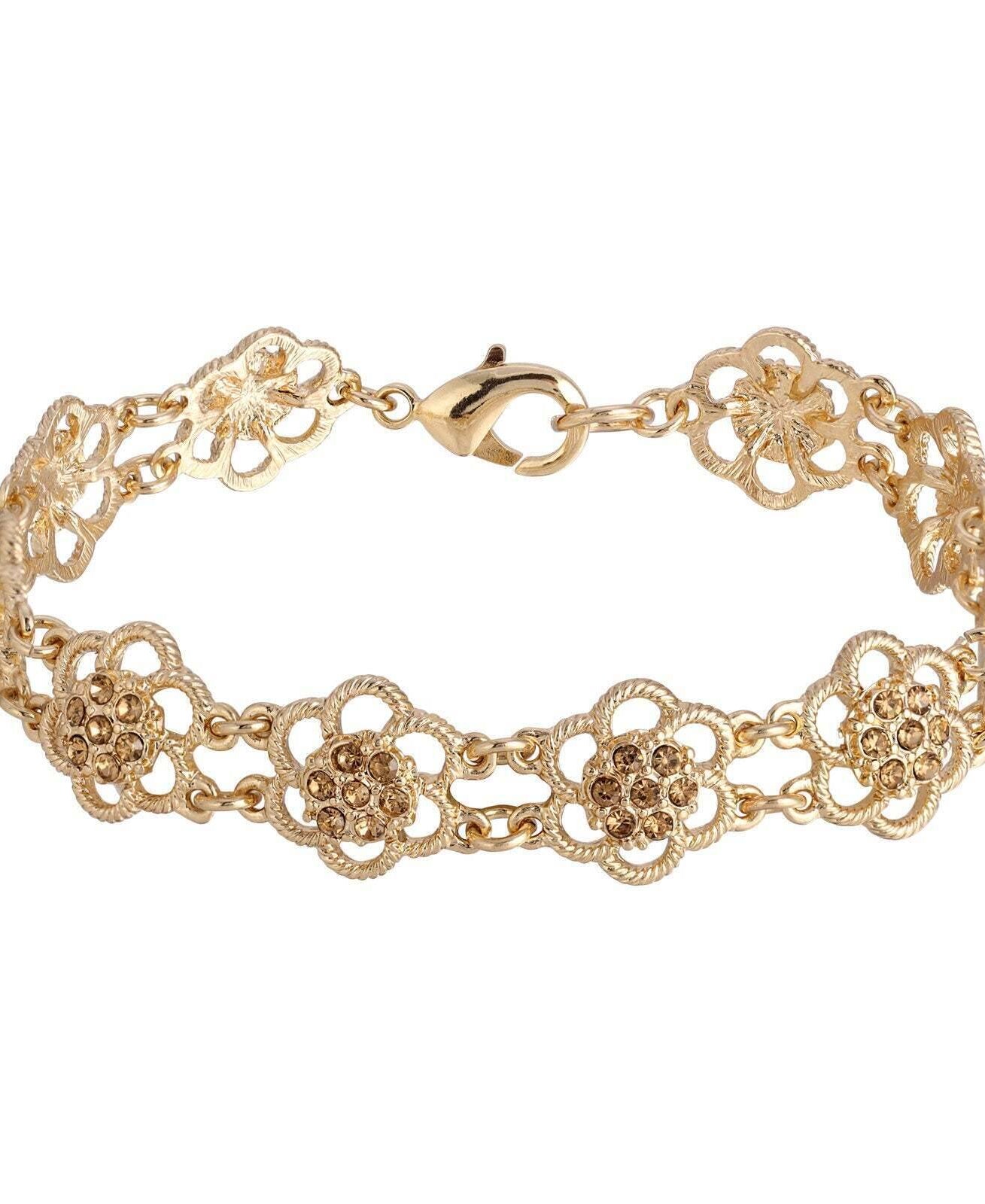 2028 Jewelry Light Colorado Crystal Flower Link Bracelet