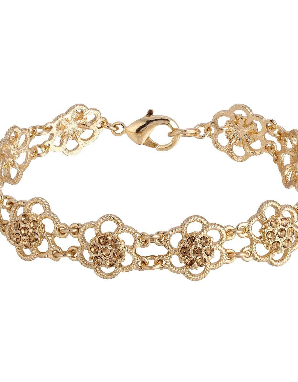 2028 Jewelry Light Colorado Crystal Flower Link Bracelet