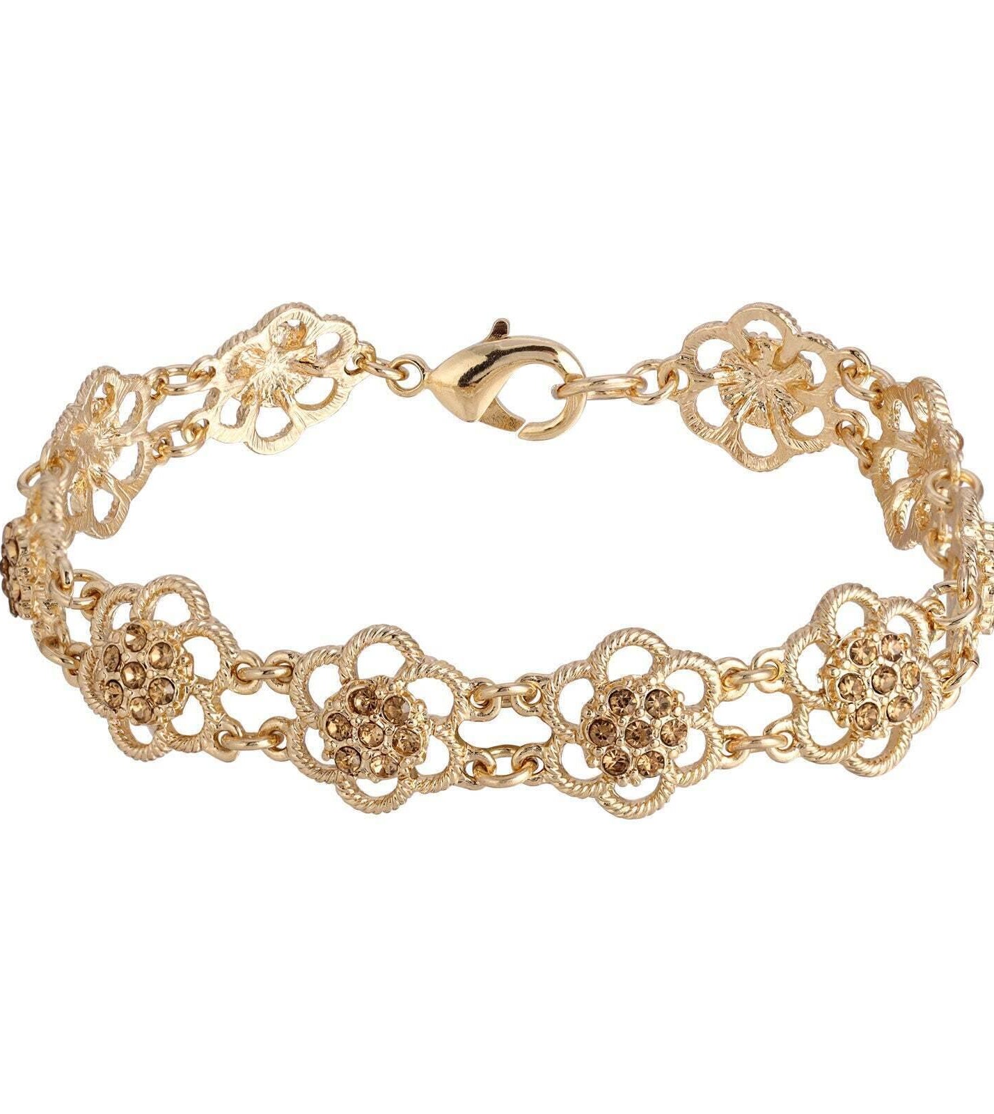 2028 Jewelry Light Colorado Crystal Flower Link Bracelet