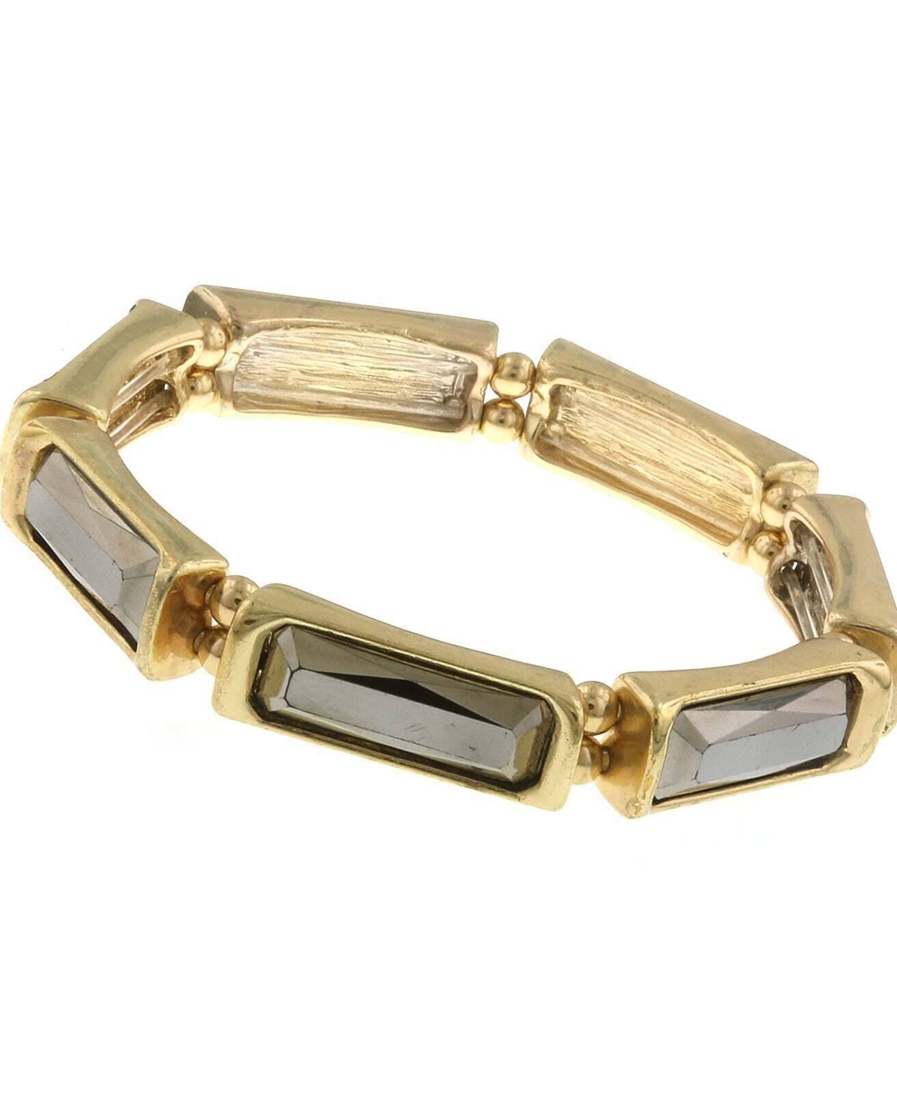 2028 Jewelry Rectangular Hematite Crystal Stretch Bracelet