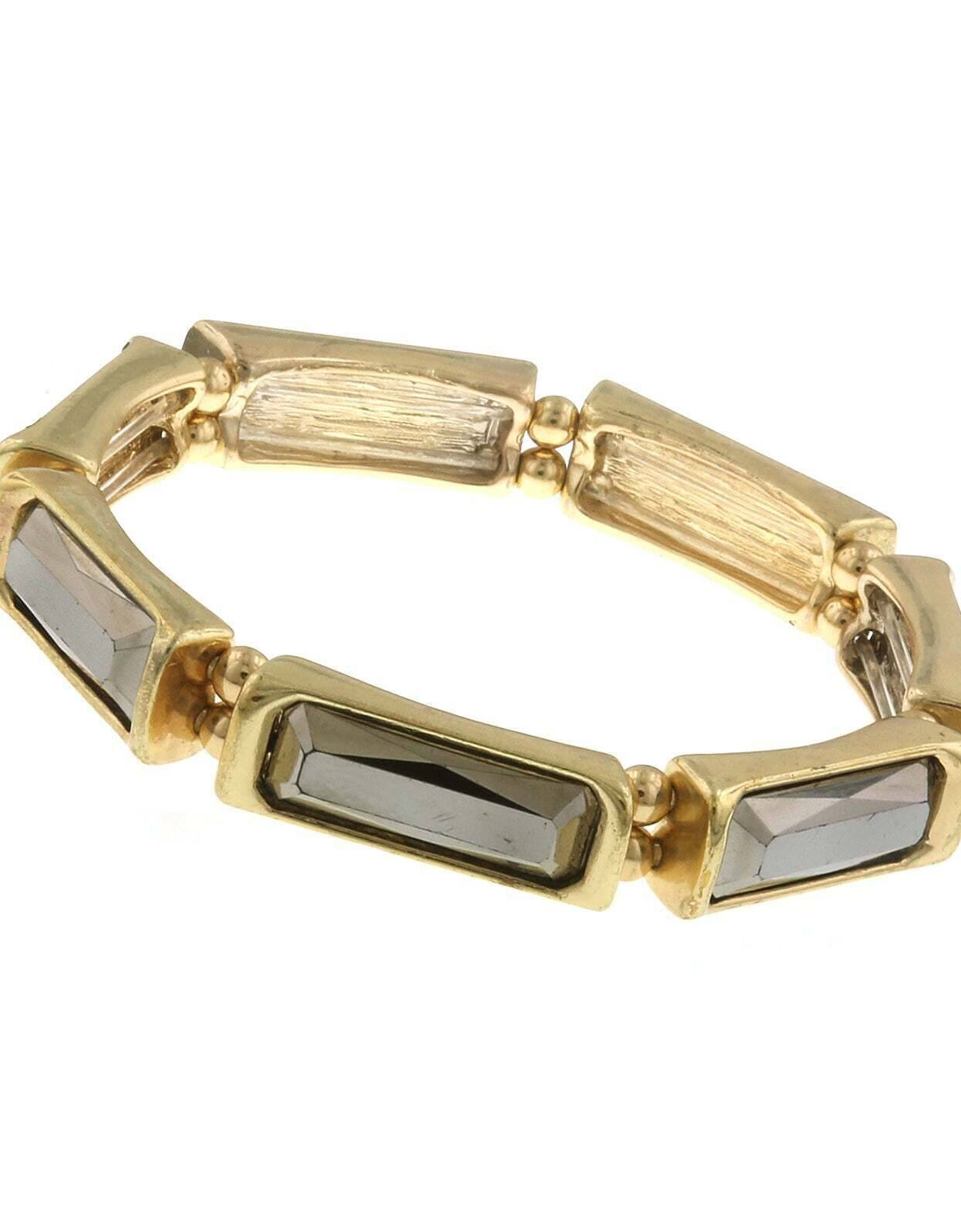 2028 Jewelry Rectangular Hematite Crystal Stretch Bracelet