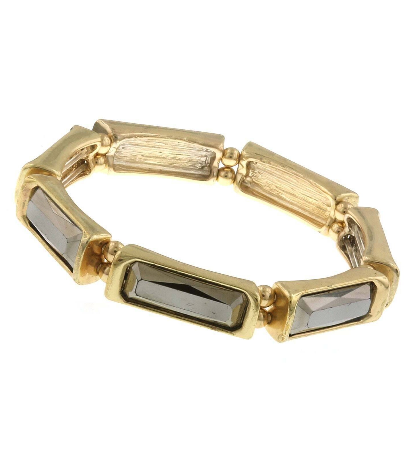 2028 Jewelry Rectangular Hematite Crystal Stretch Bracelet